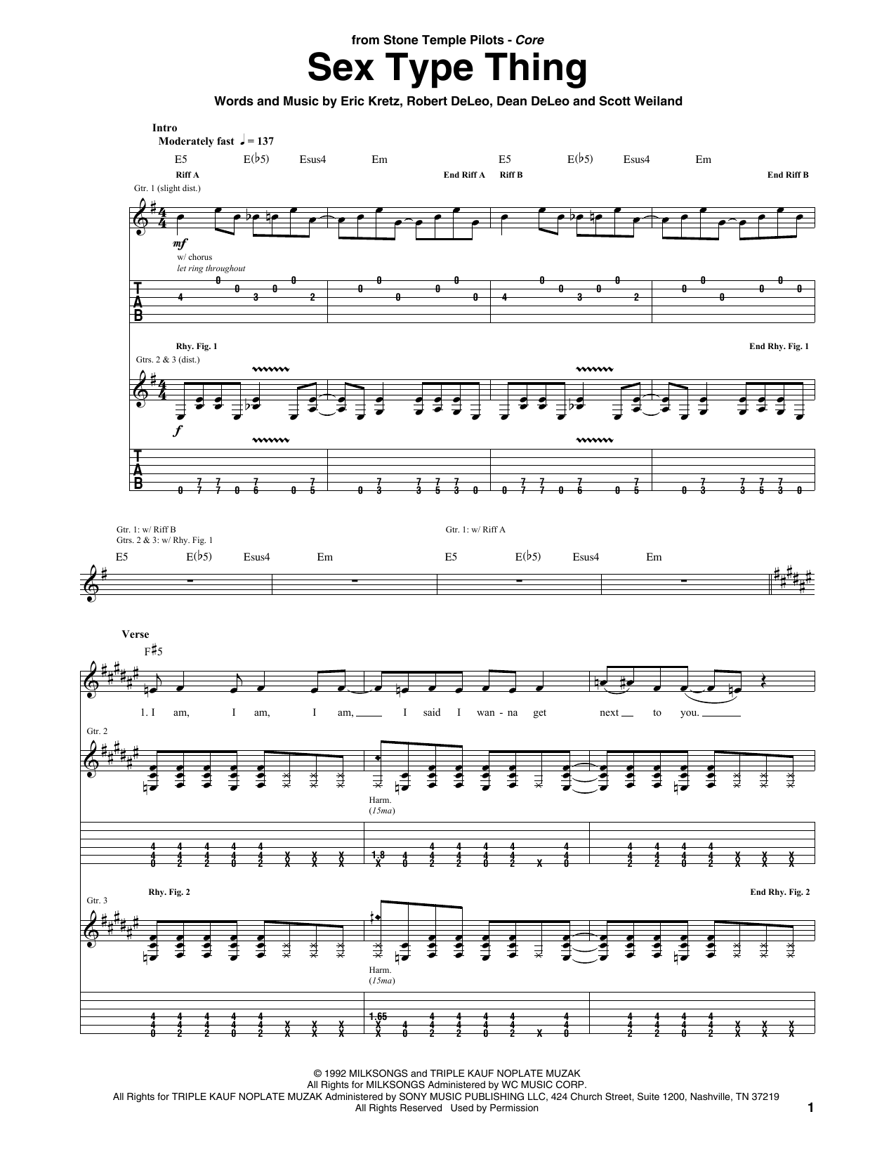 Sex Type Thing (Guitar Tab) von Stone Temple Pilots