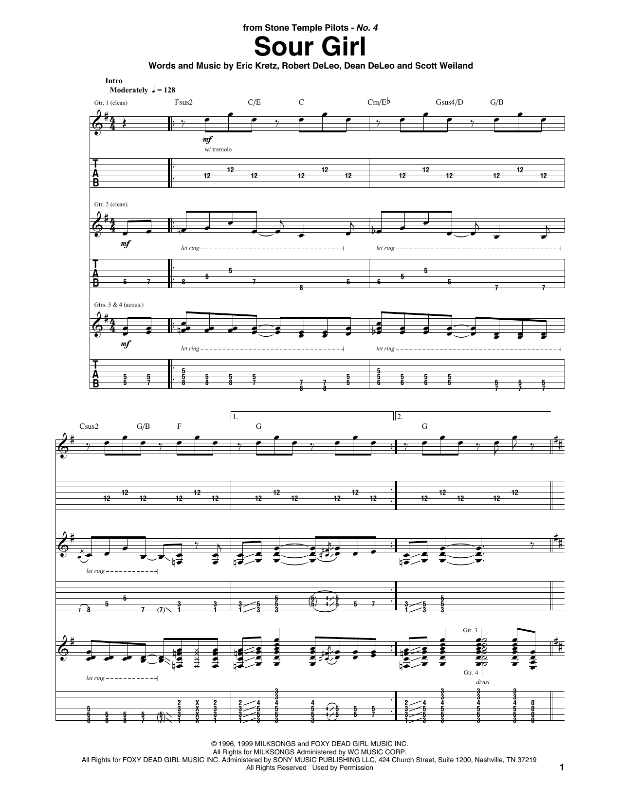 Sour Girl (Guitar Tab) von Stone Temple Pilots