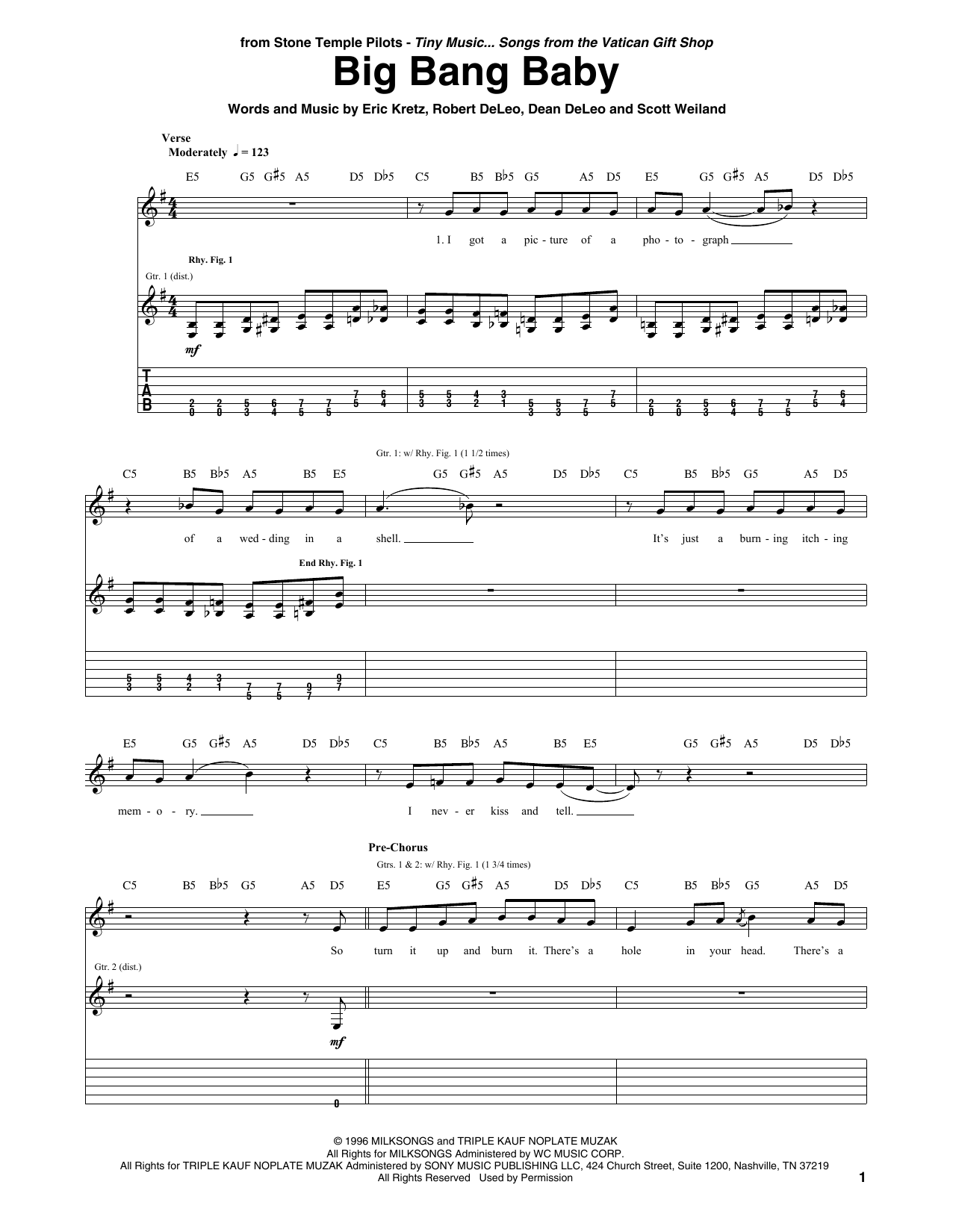 Big Bang Baby (Guitar Tab) von Stone Temple Pilots