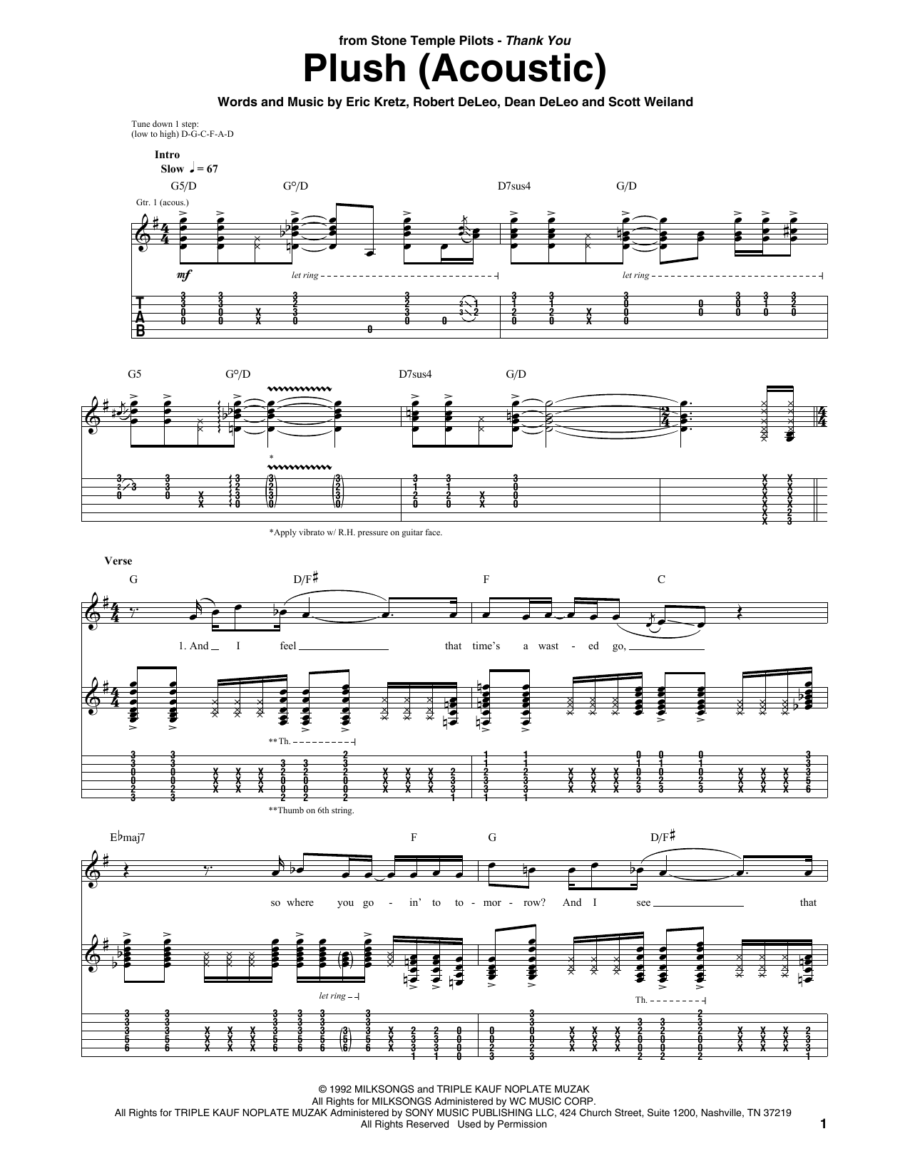 Plush (Acoustic) (Guitar Tab) von Stone Temple Pilots