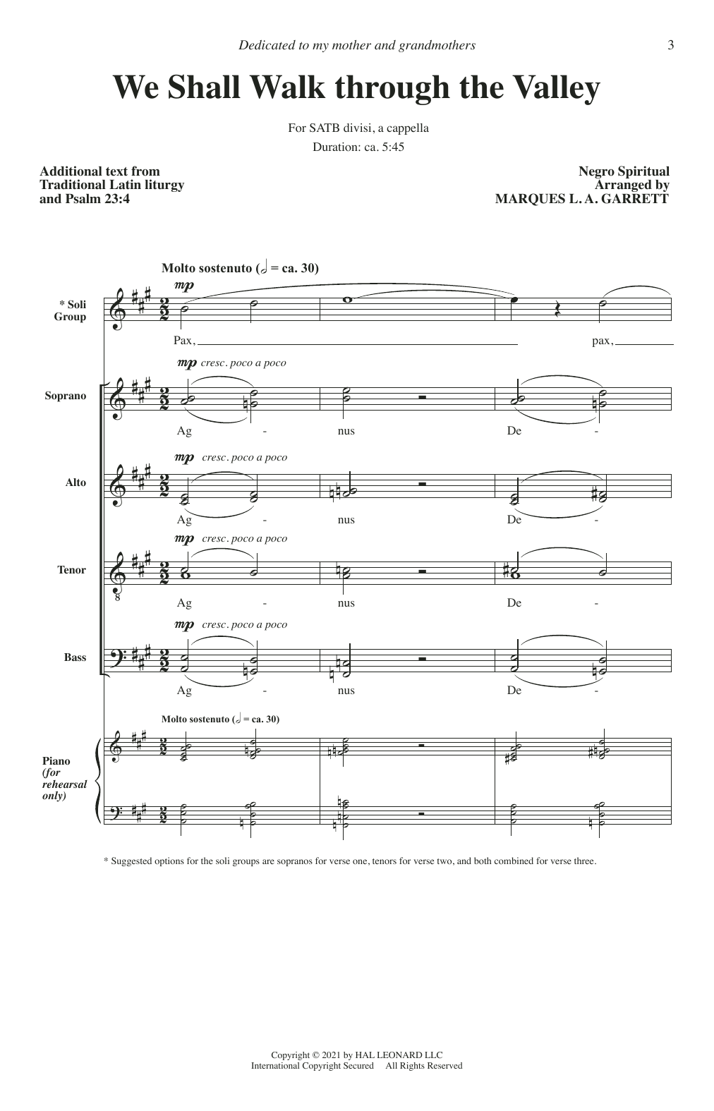 We Shall Walk Through The Valley (SATB Choir) von Marques L.A. Garrett