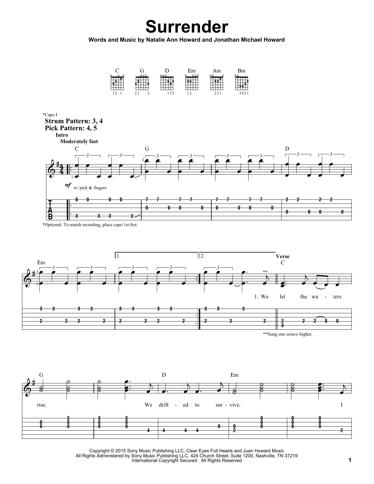 Surrender (Easy Guitar Tab) von Natalie Taylor