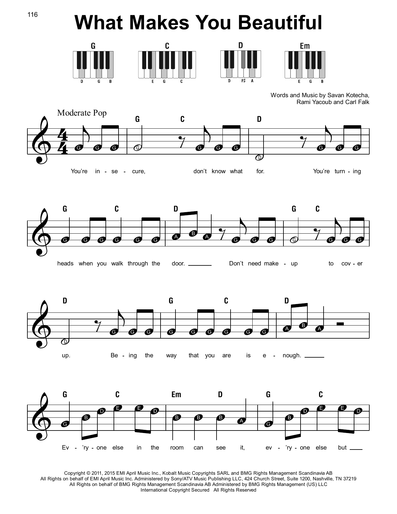 What Makes You Beautiful (Super Easy Piano) von One Direction