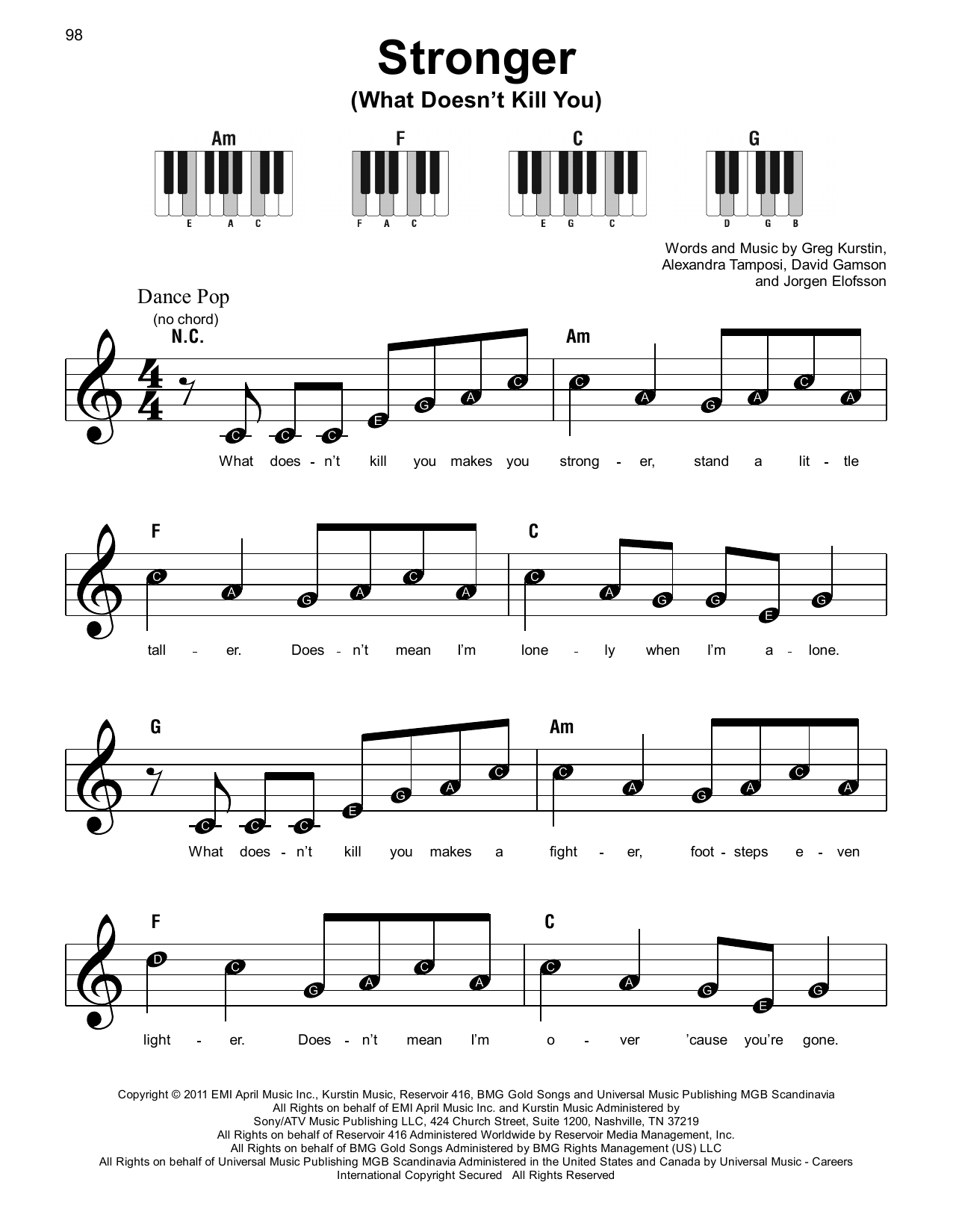 Stronger (What Doesn't Kill You) (Super Easy Piano) von Kelly Clarkson