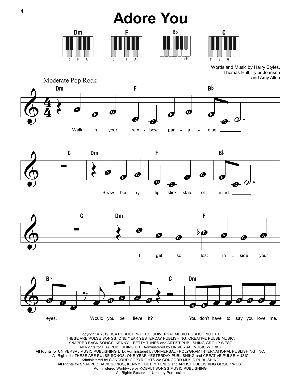 Adore You (Super Easy Piano) von Harry Styles