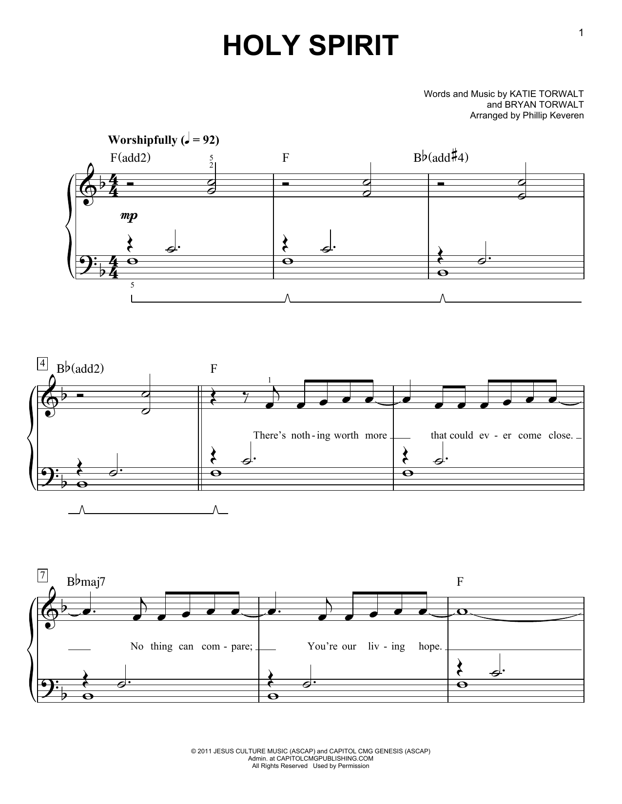 Holy Spirit (arr. Phillip Keveren) (Easy Piano) von Francesca Battistelli