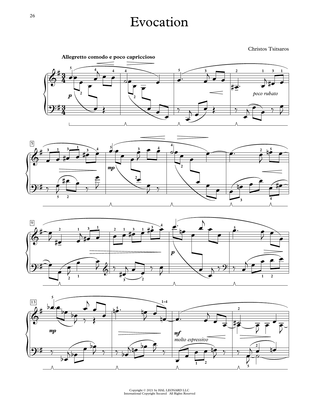 Evocation (Educational Piano) von Christos Tsitsaros