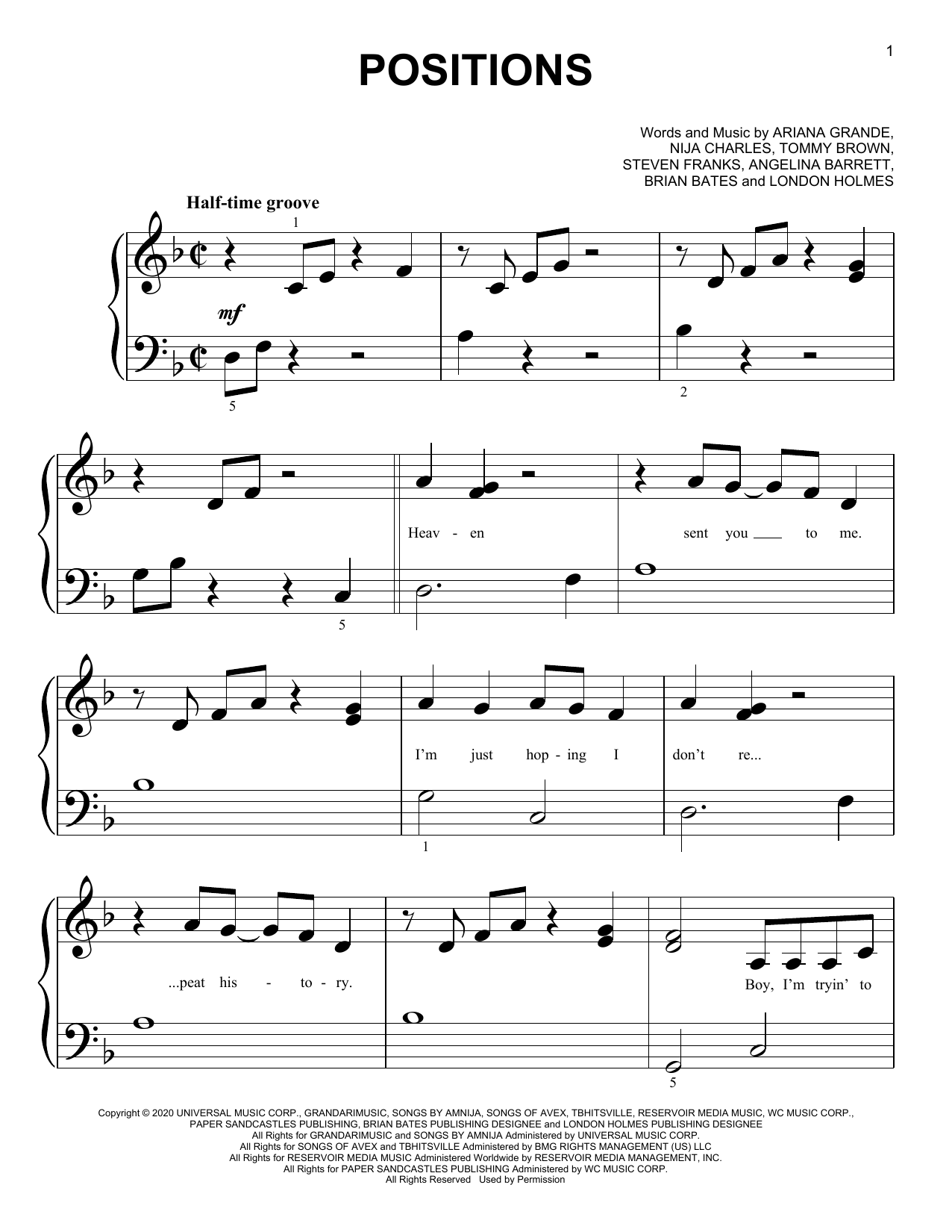 positions (Big Note Piano) von Ariana Grande