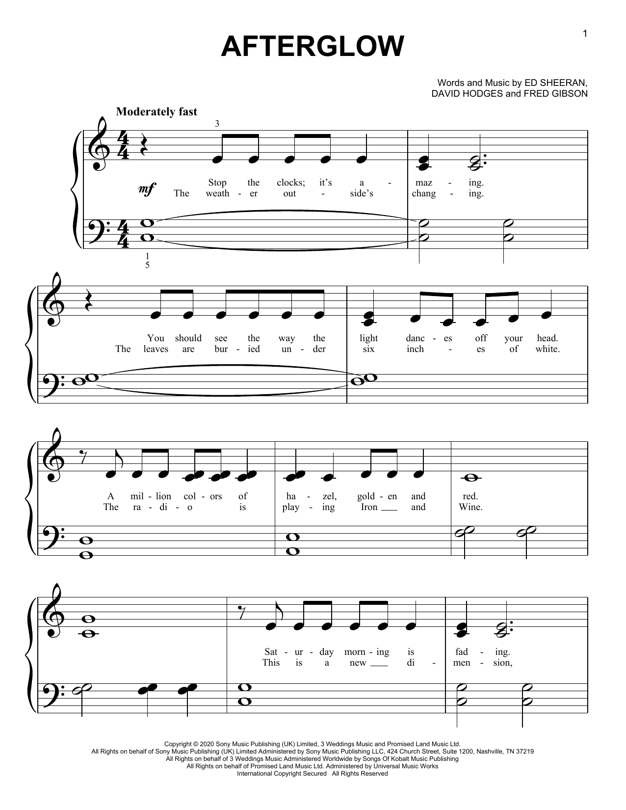 Afterglow (Big Note Piano) von Ed Sheeran