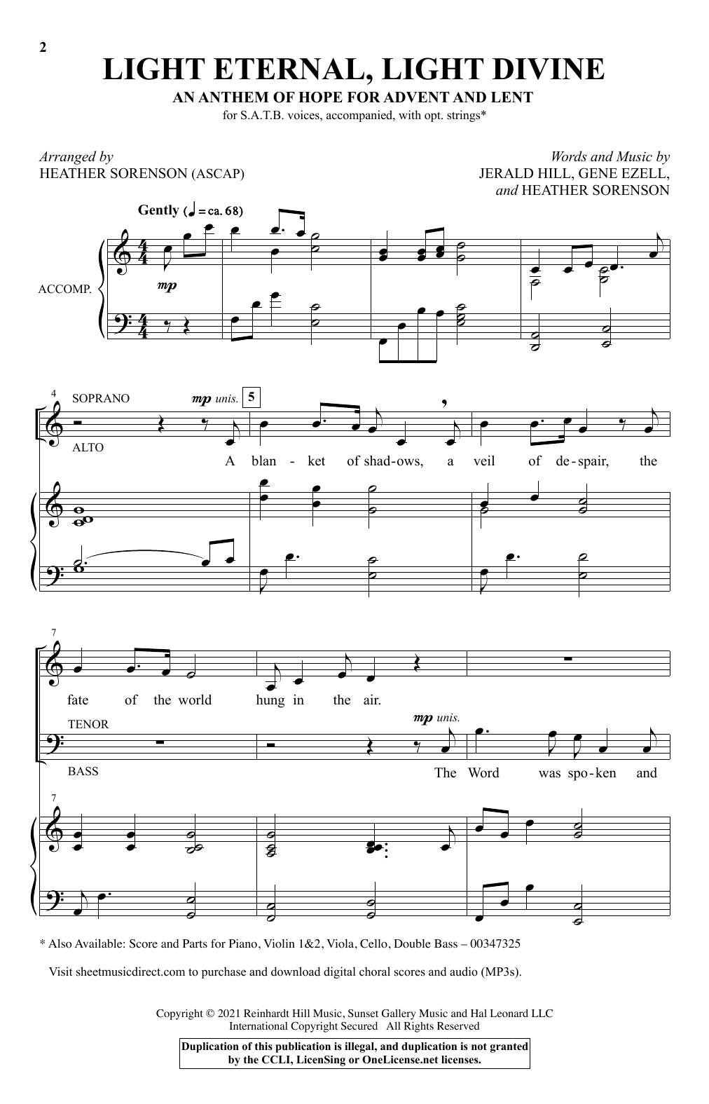 Light Eternal, Light Divine (An Anthem Of Hope For Advent And Lent) (SATB Choir) von Heather Sorenson