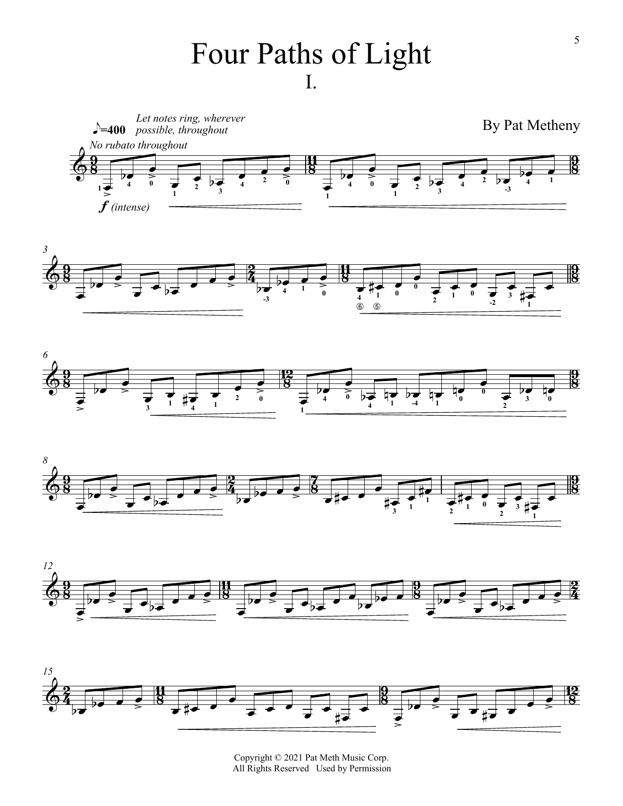 Four Paths Of Light (Solo Guitar) von Pat Metheny