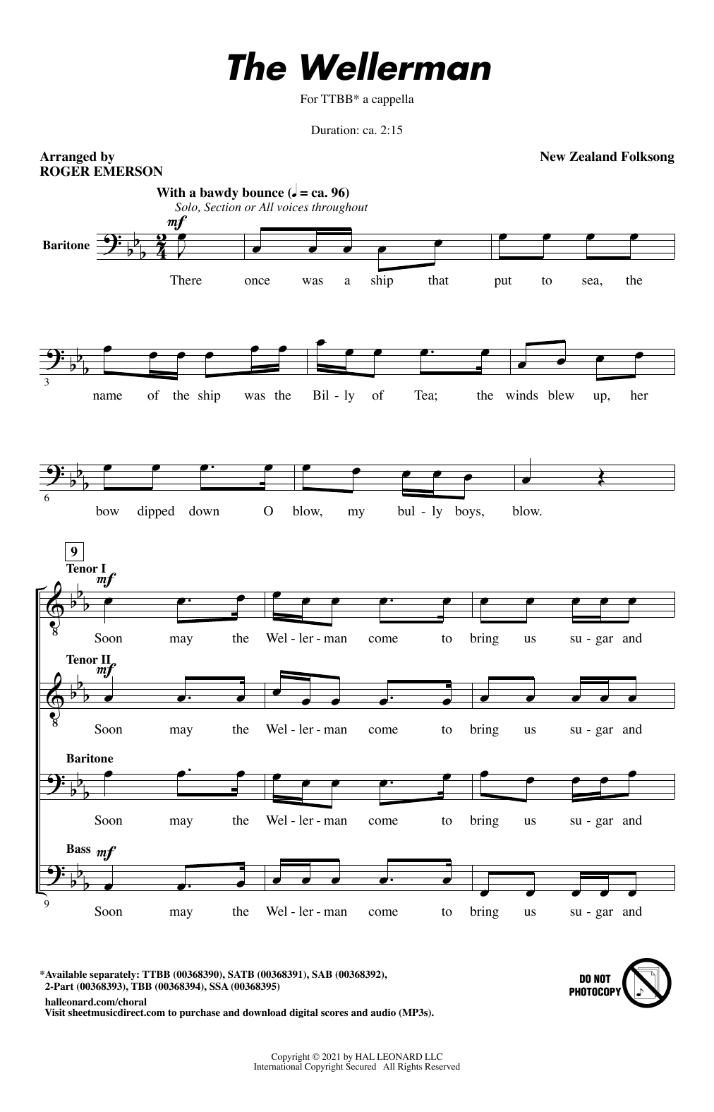 The Wellerman (arr. Roger Emerson) (TTBB Choir) von New Zealand Folksong