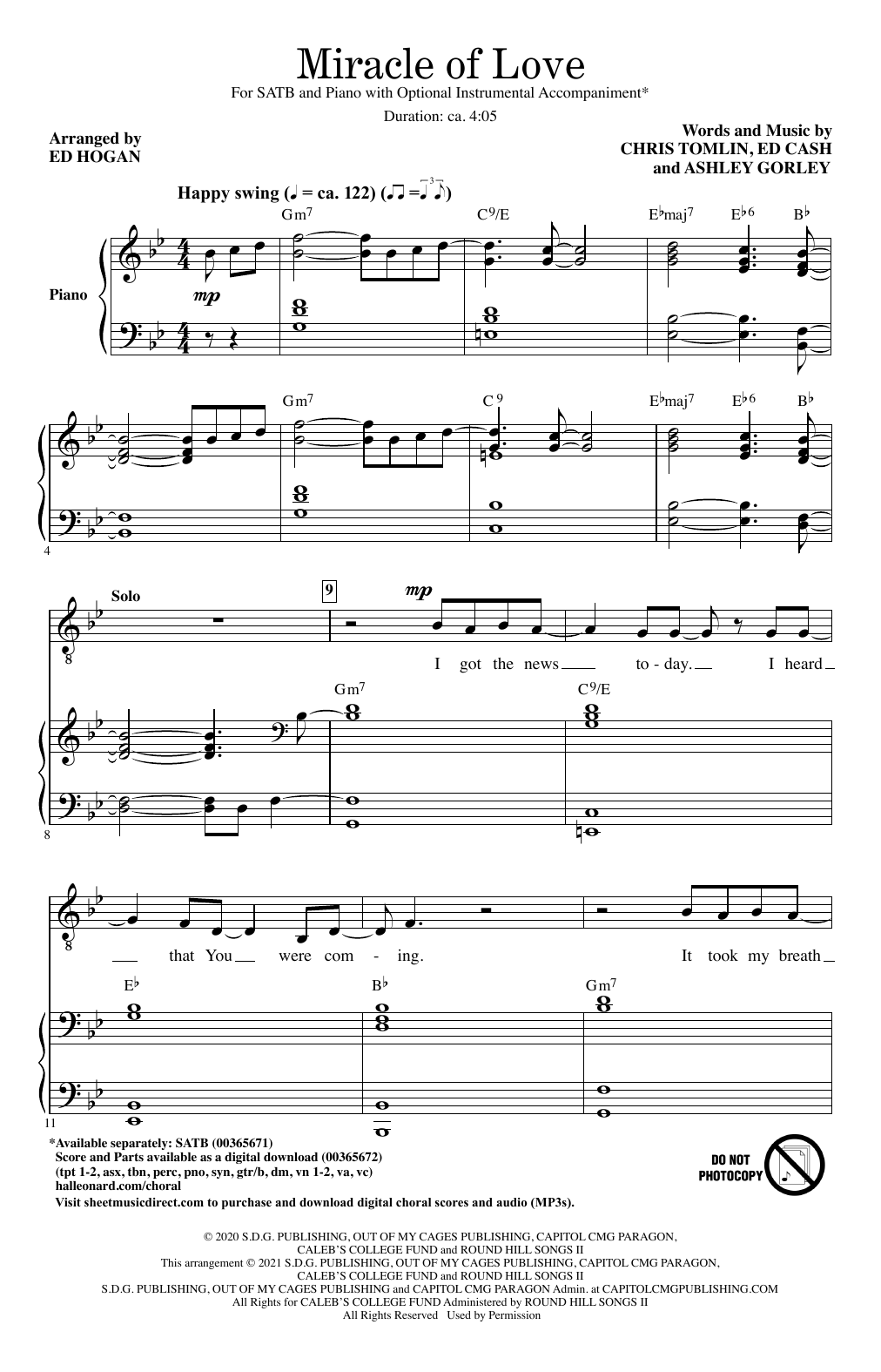 Miracle Of Love (arr. Ed Hogan) (SATB Choir) von Chris Tomlin