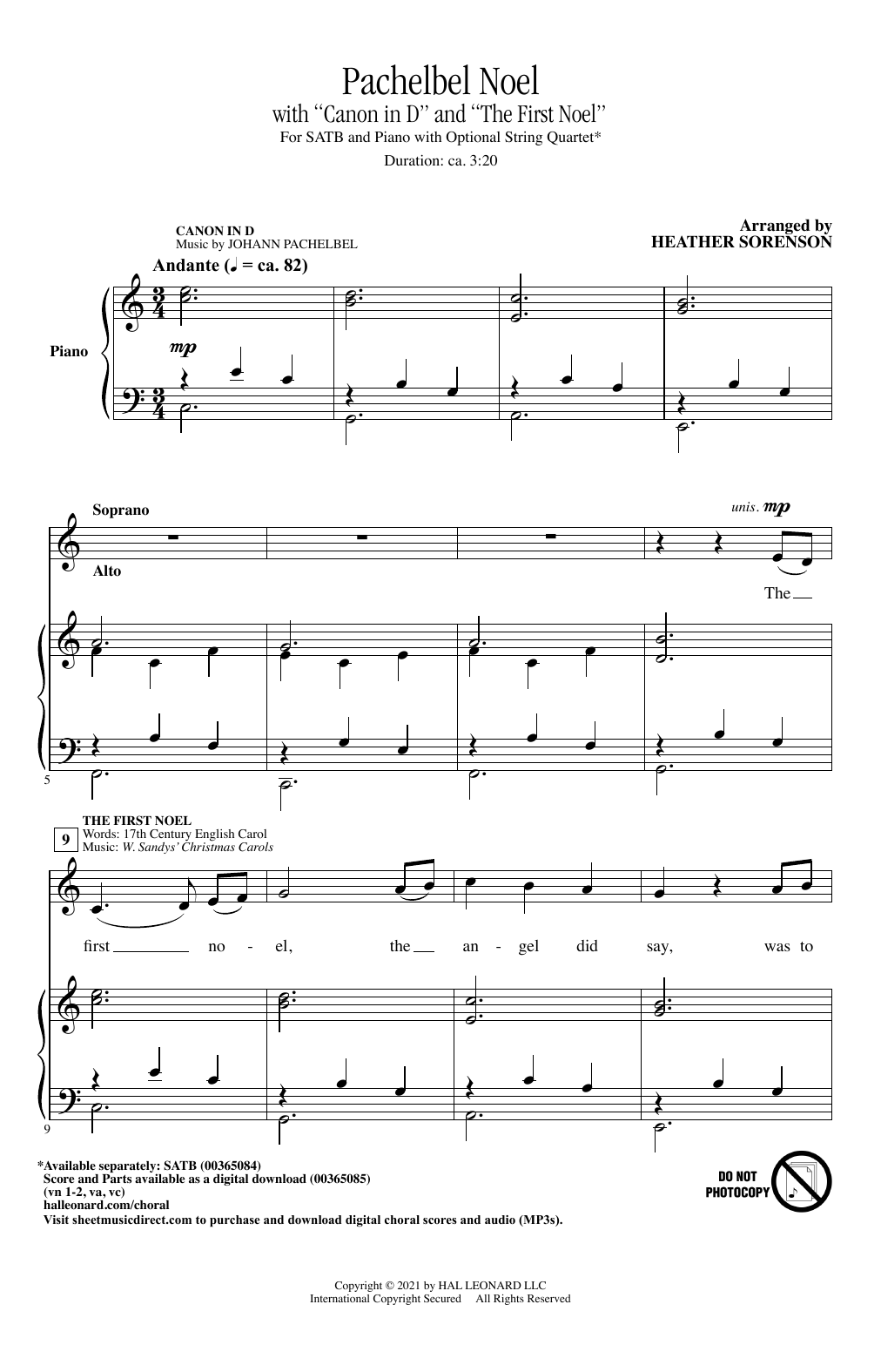 Pachelbel Noel (arr. Heather Sorenson) (SATB Choir) von Johann Pachelbel