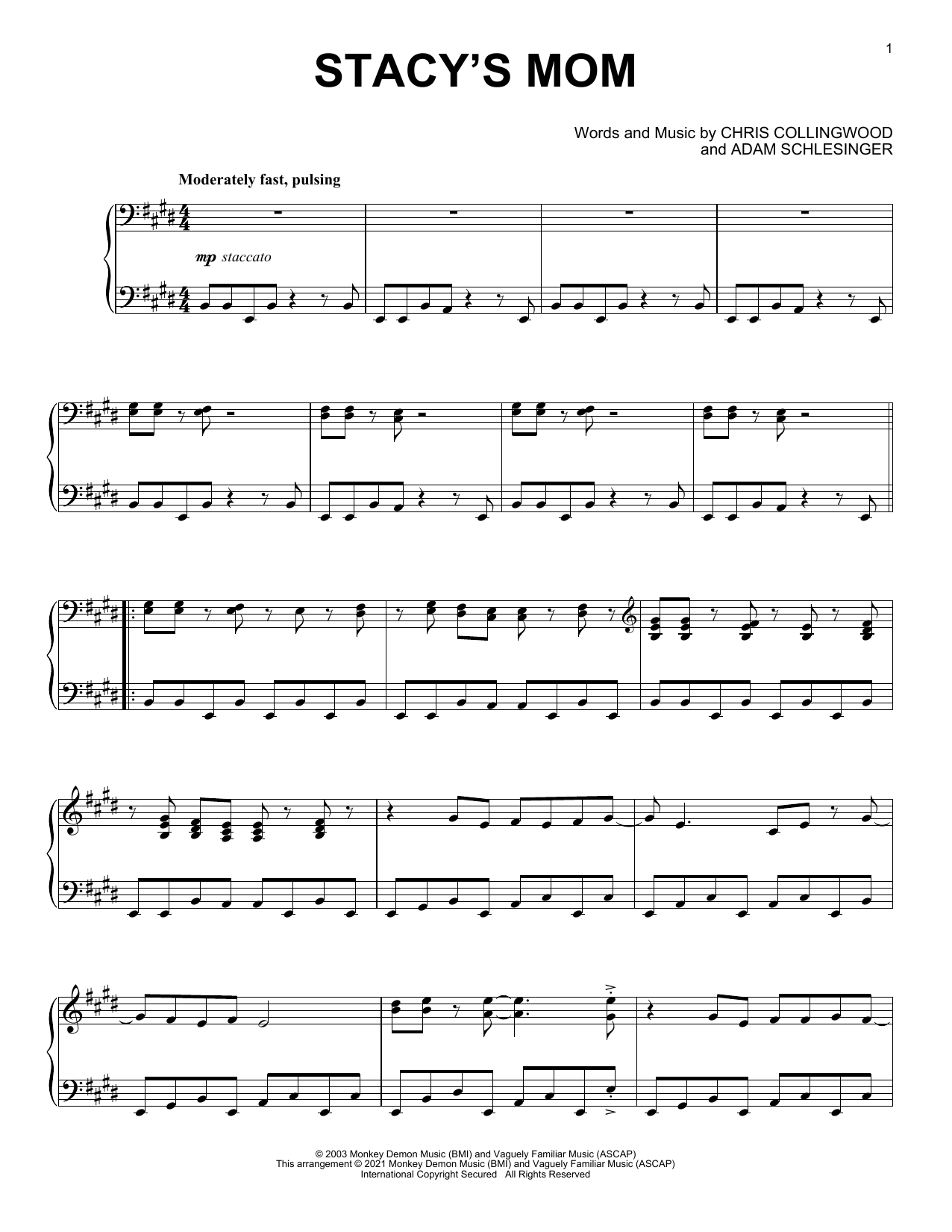 Stacy's Mom [Classical version] (Piano Solo) von Fountains Of Wayne