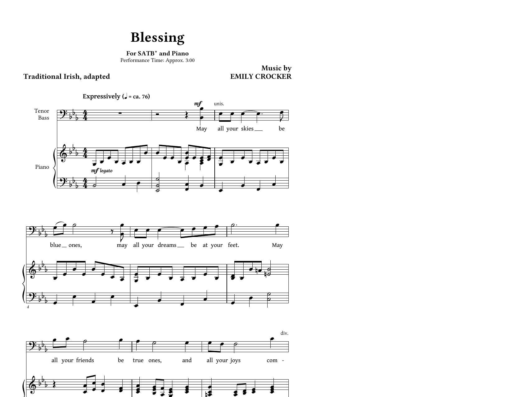 Blessing (SATB Choir) von Emily Crocker