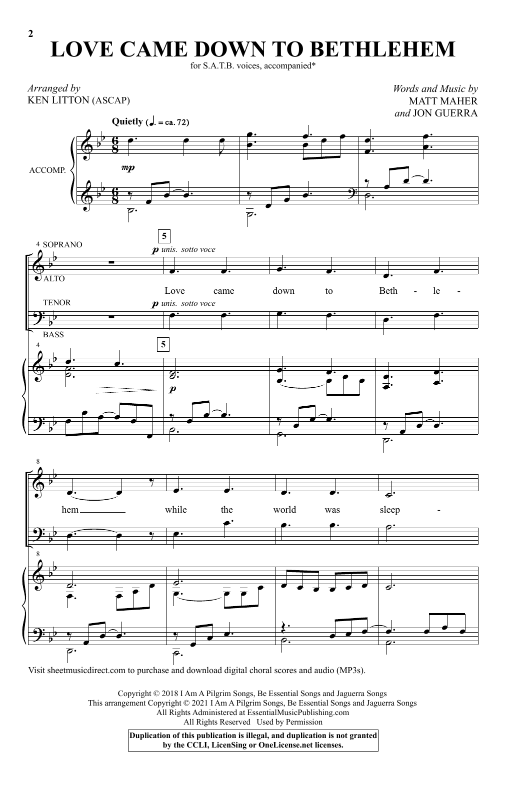 Love Came Down To Bethlehem (arr. Ken Litton) (SATB Choir) von Matt Maher