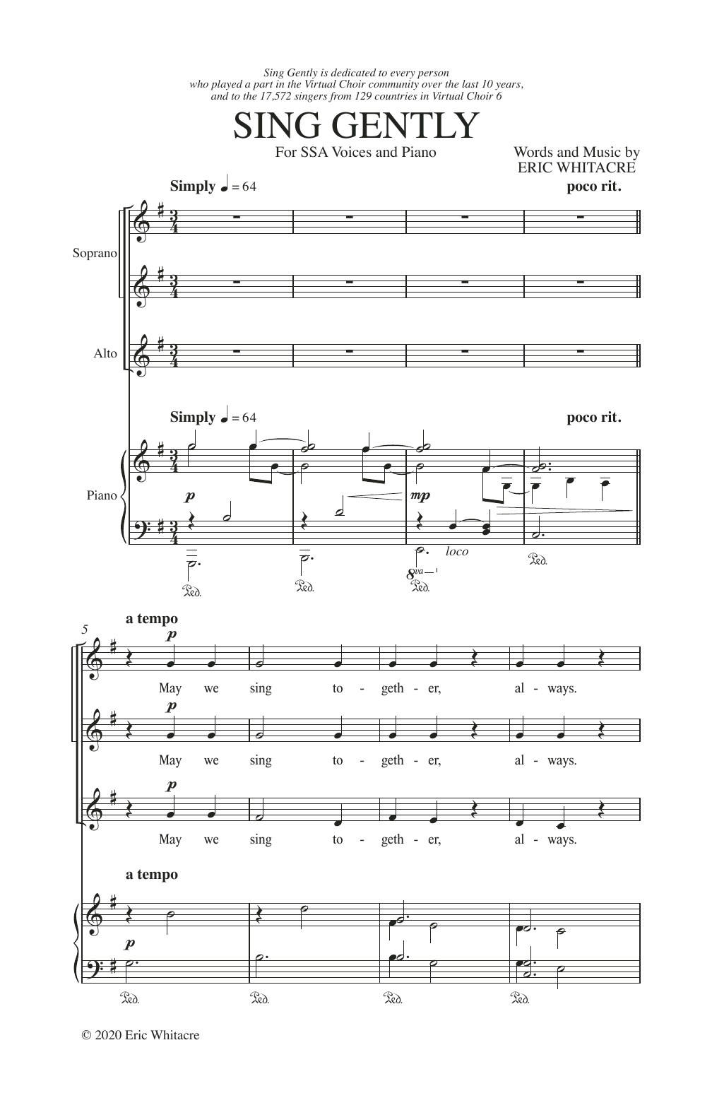 Sing Gently (SSA Choir) von Eric Whitacre