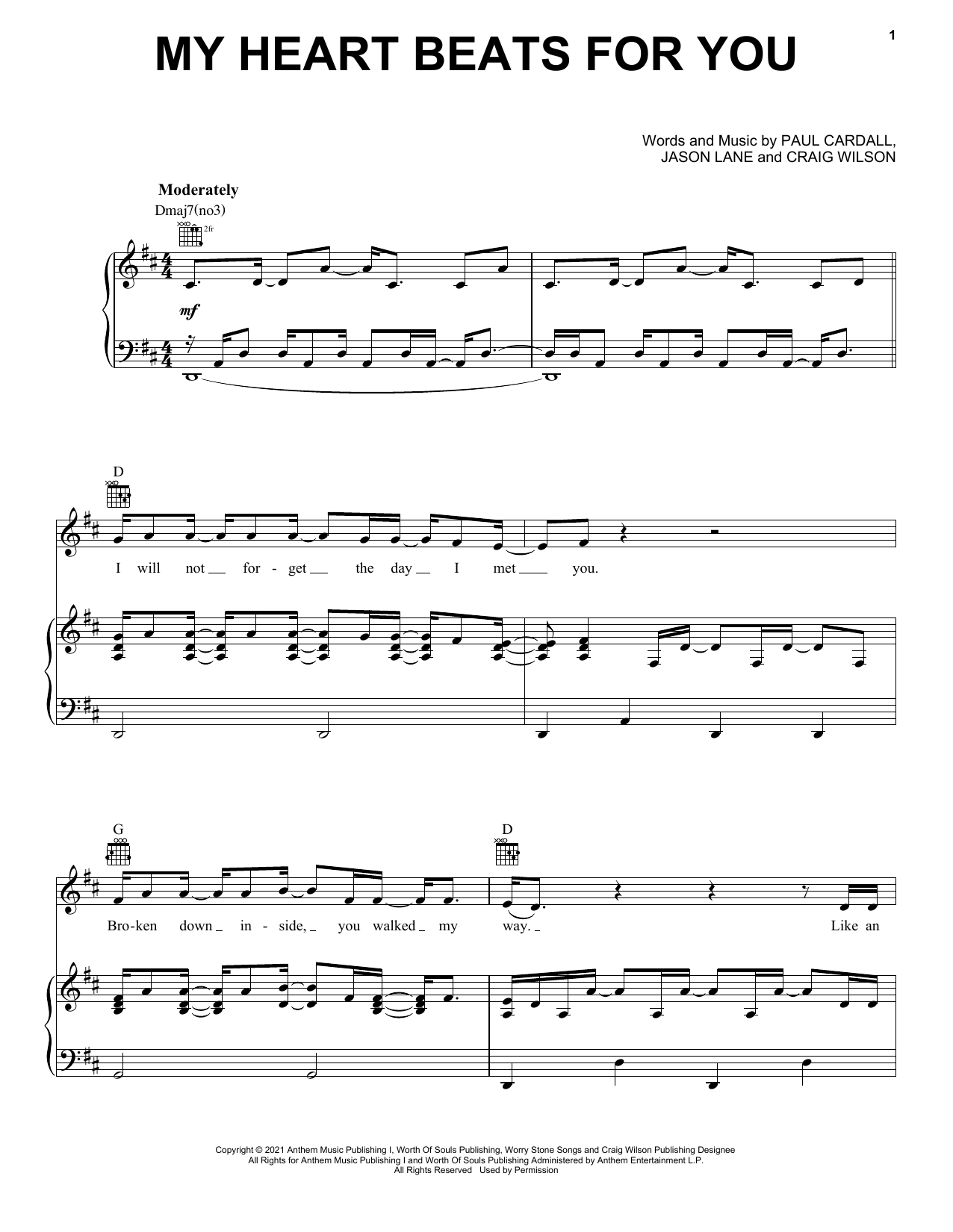 My Heart Beats For You (Piano, Vocal & Guitar Chords (Right-Hand Melody)) von Paul Cardall and David Archuleta