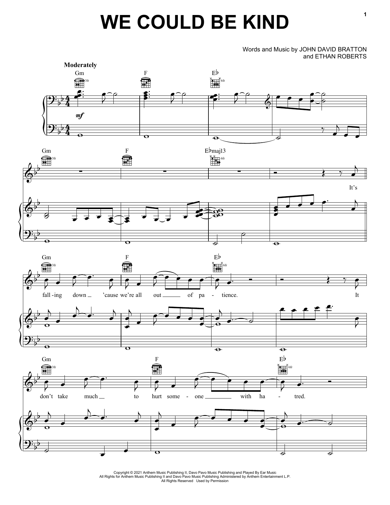 We Could Be Kind (Piano, Vocal & Guitar Chords (Right-Hand Melody)) von Paul Cardall, Akelee and J Daniel