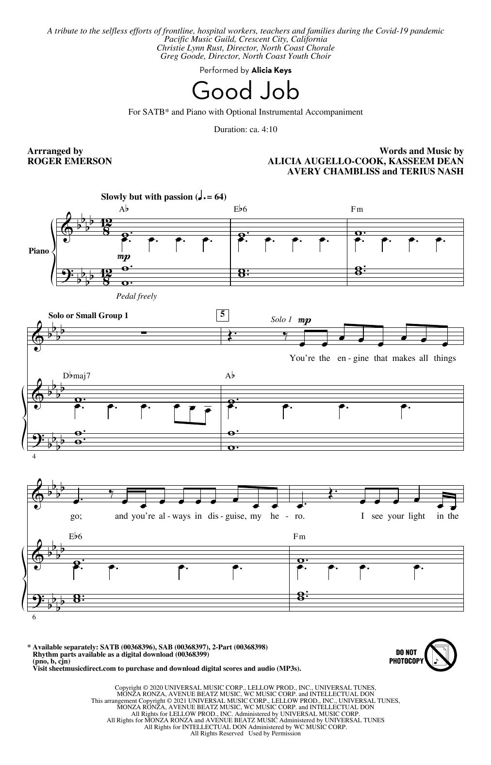 Good Job (arr. Roger Emerson) (SATB Choir) von Alicia Keys