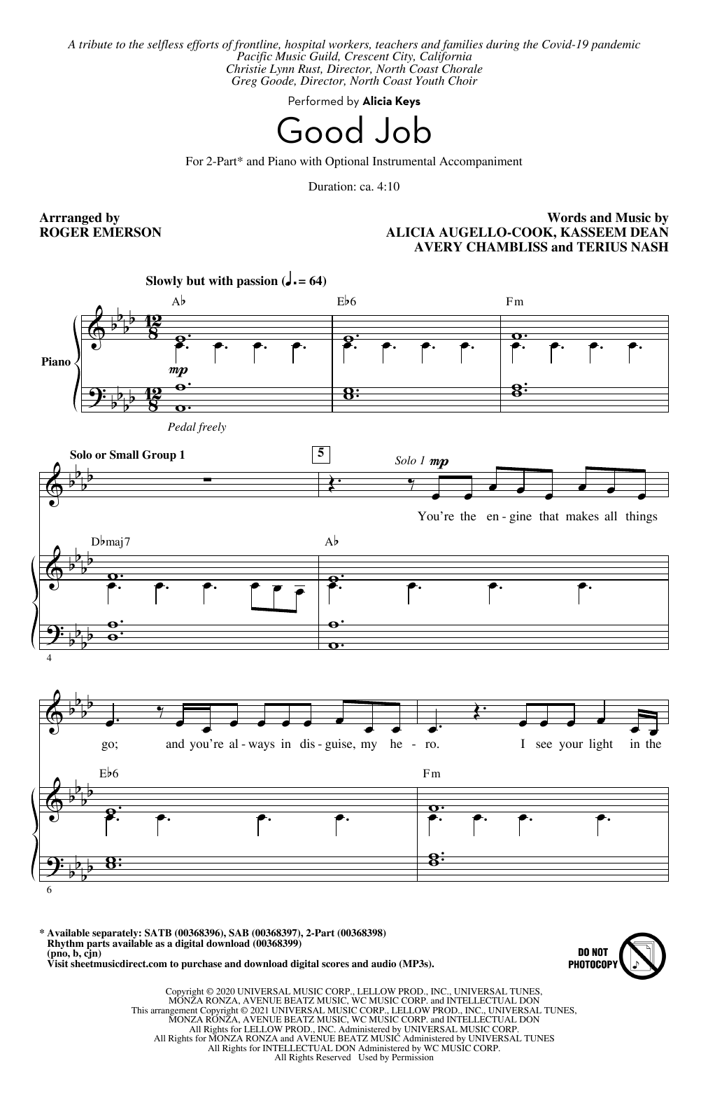 Good Job (arr. Roger Emerson) (2-Part Choir) von Alicia Keys