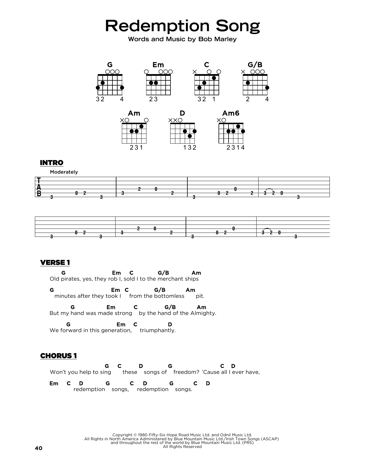 Redemption Song (Really Easy Guitar) von Bob Marley