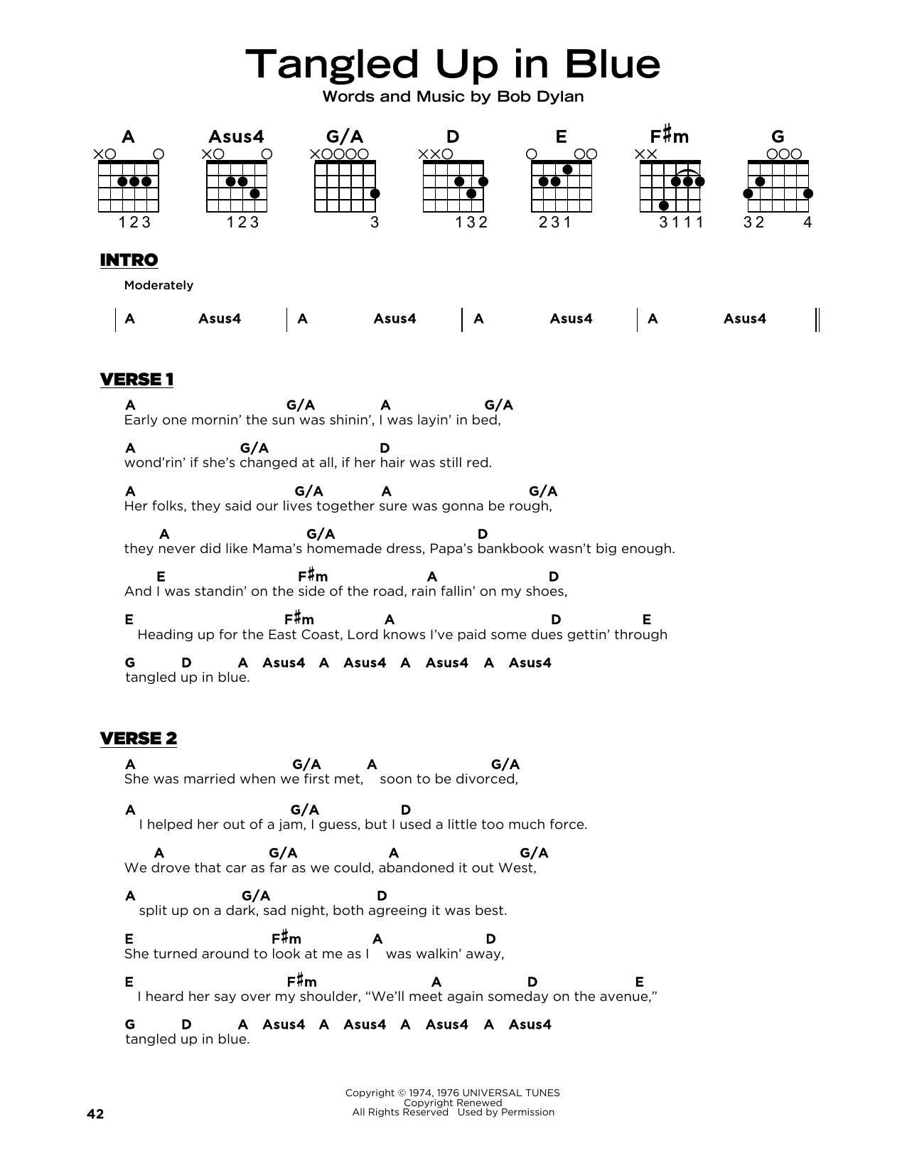 Tangled Up In Blue (Really Easy Guitar) von Bob Dylan