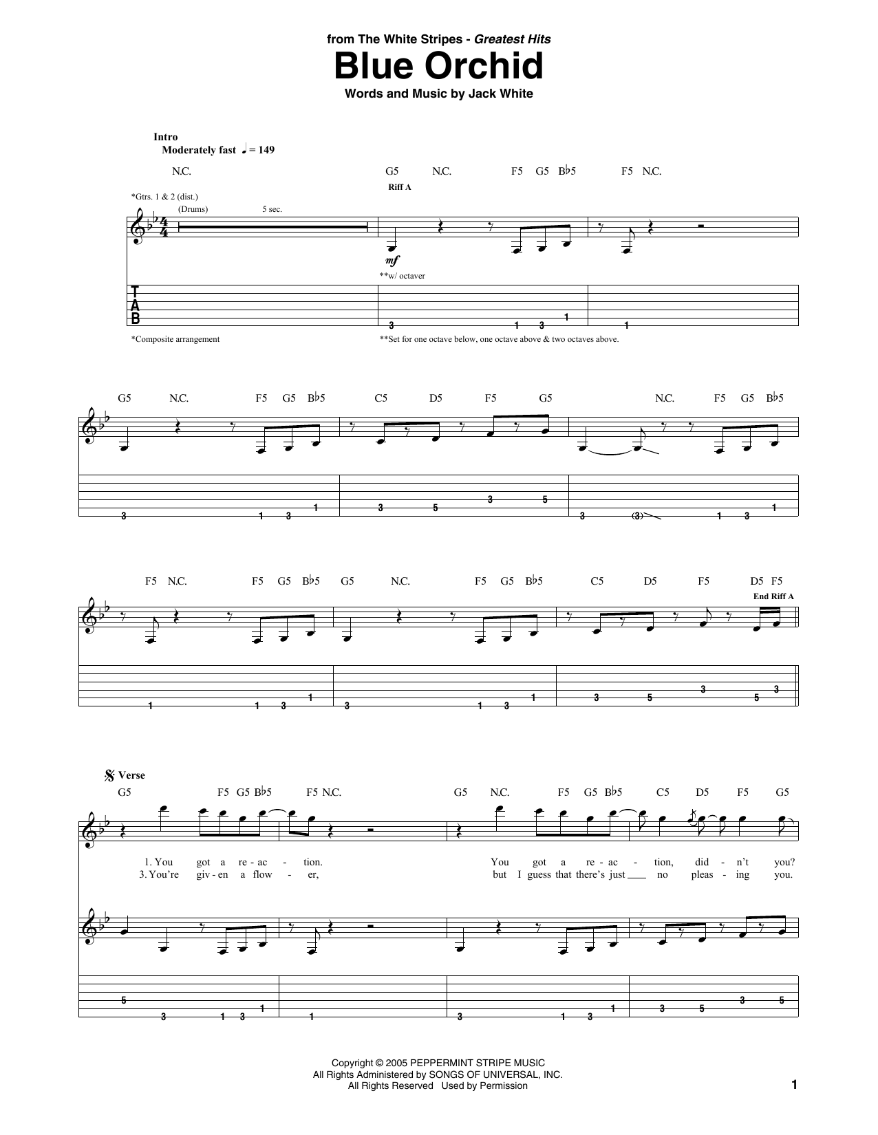 Blue Orchid (Guitar Tab) von The White Stripes