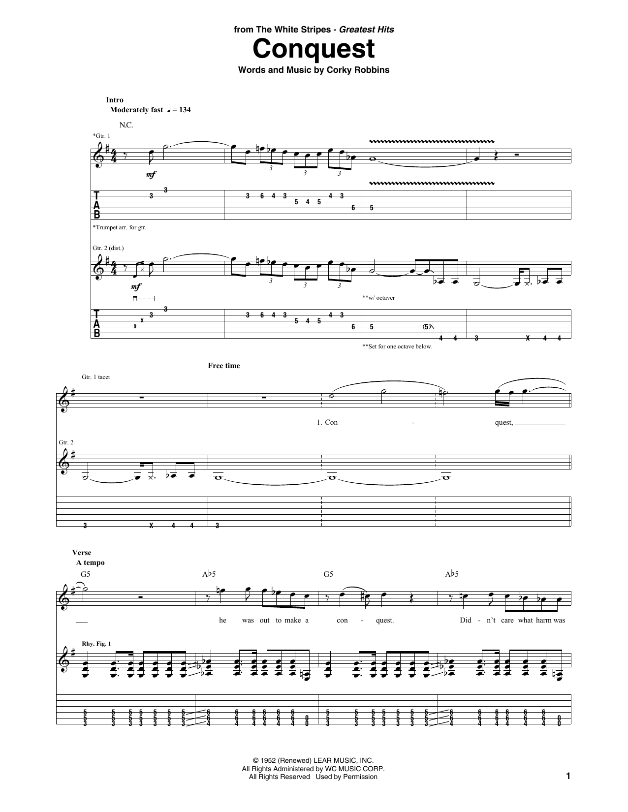 Conquest (Guitar Tab) von The White Stripes