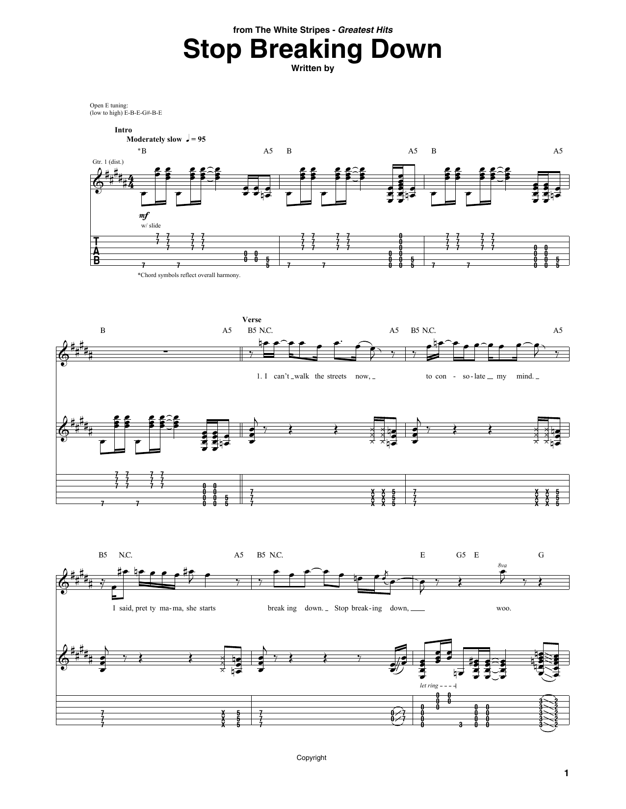 Stop Breakin' Down Blues (Guitar Tab) von The White Stripes