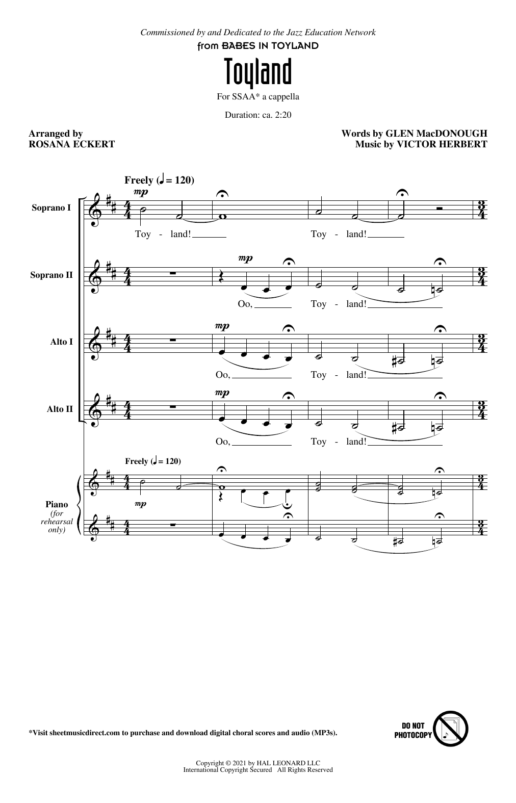 Toyland (from Babes In Toyland) (arr. Rosana Eckert) (SSAA Choir) von Glen MacDonough and Victor Herbert