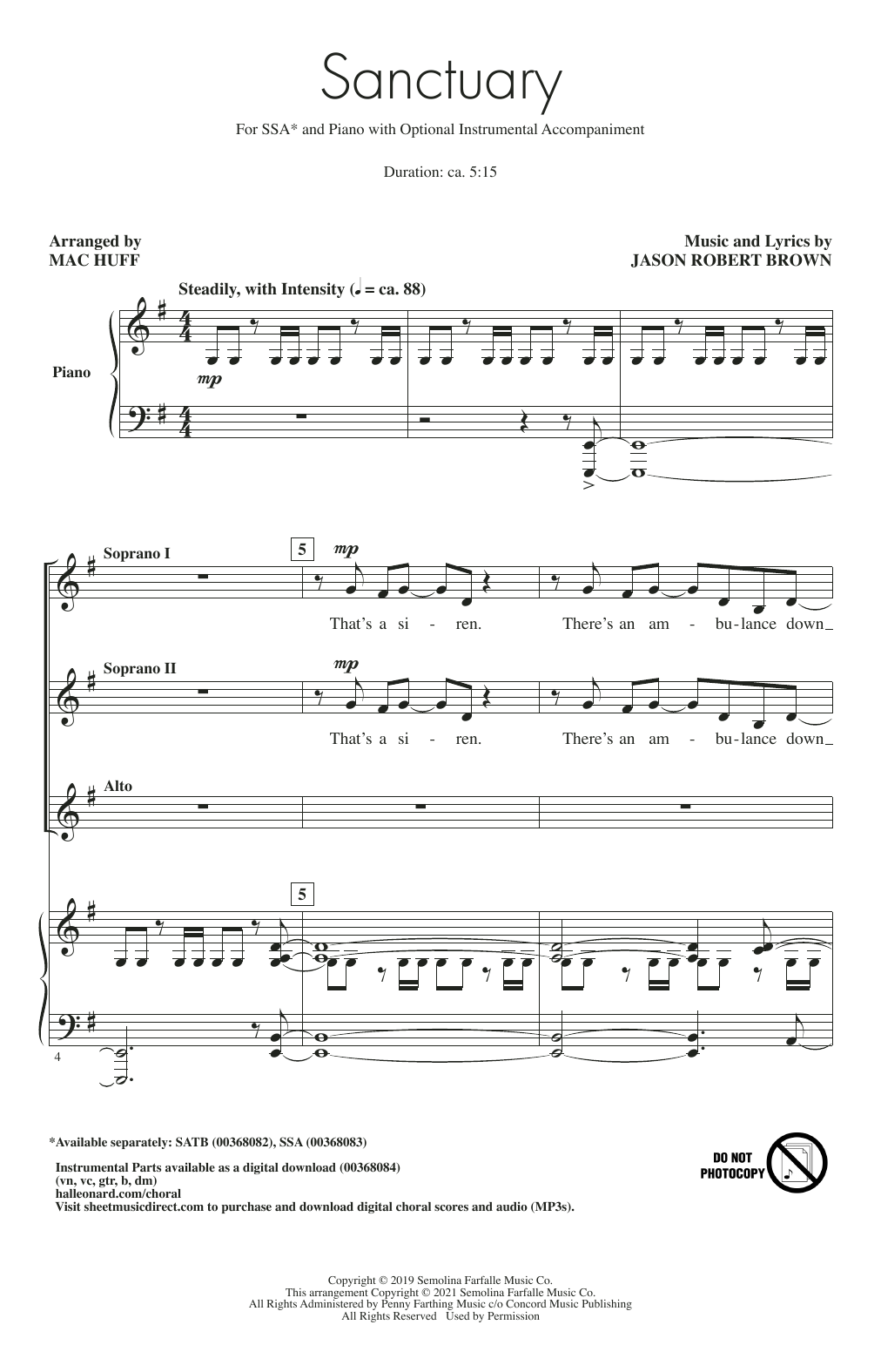 Sanctuary (arr. Mac Huff) (SSA Choir) von Jason Robert Brown