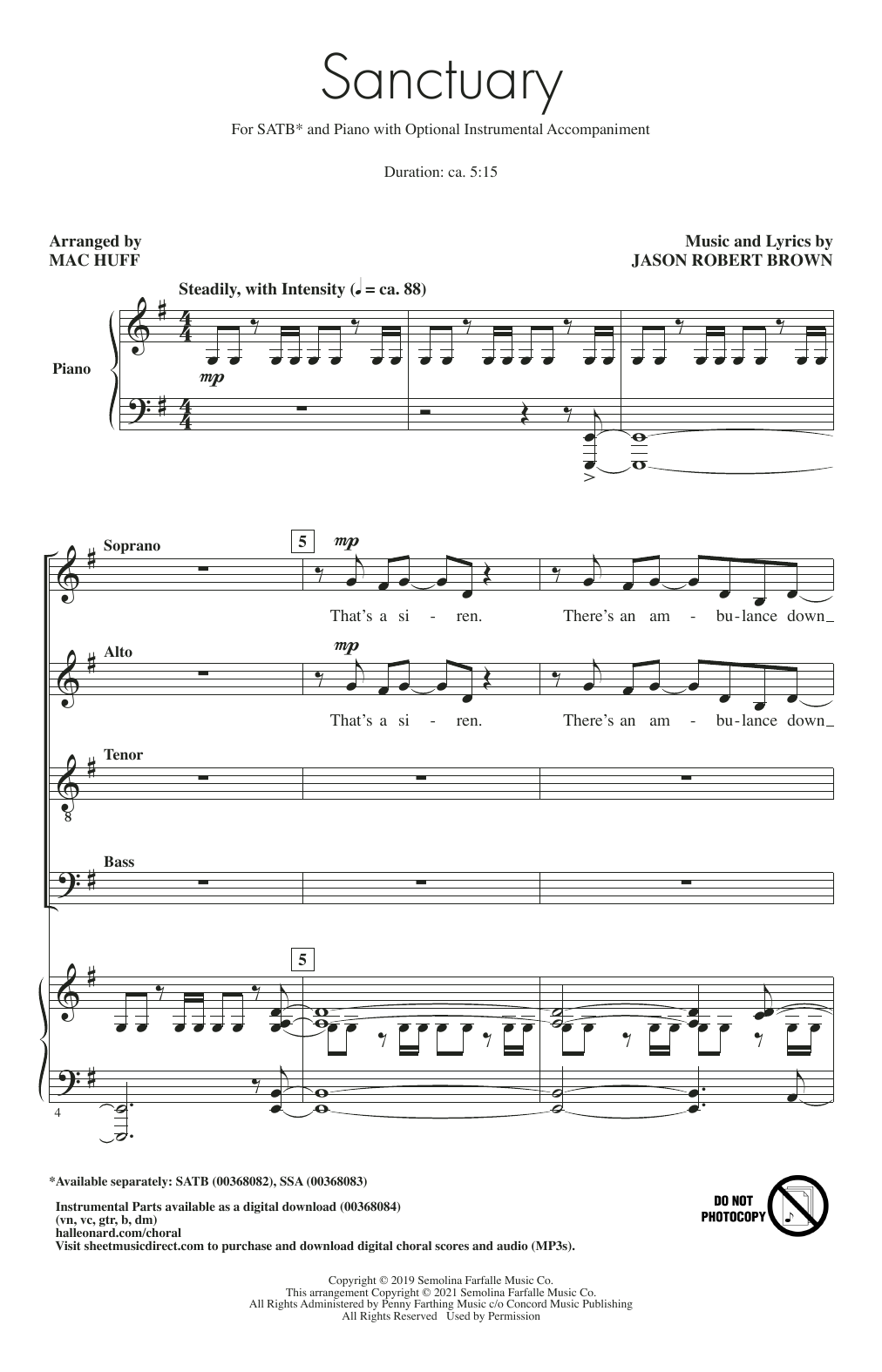 Sanctuary (arr. Mac Huff) (SATB Choir) von Jason Robert Brown