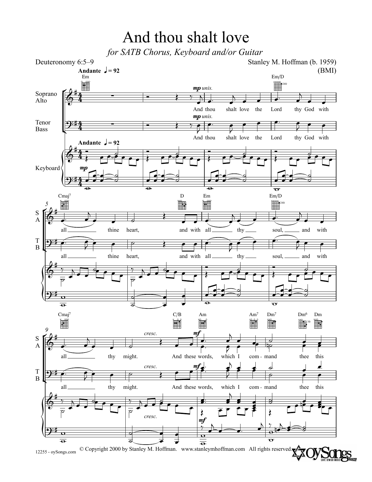And Thou Shalt Love (SATB Choir) von Stanley F. Hoffman