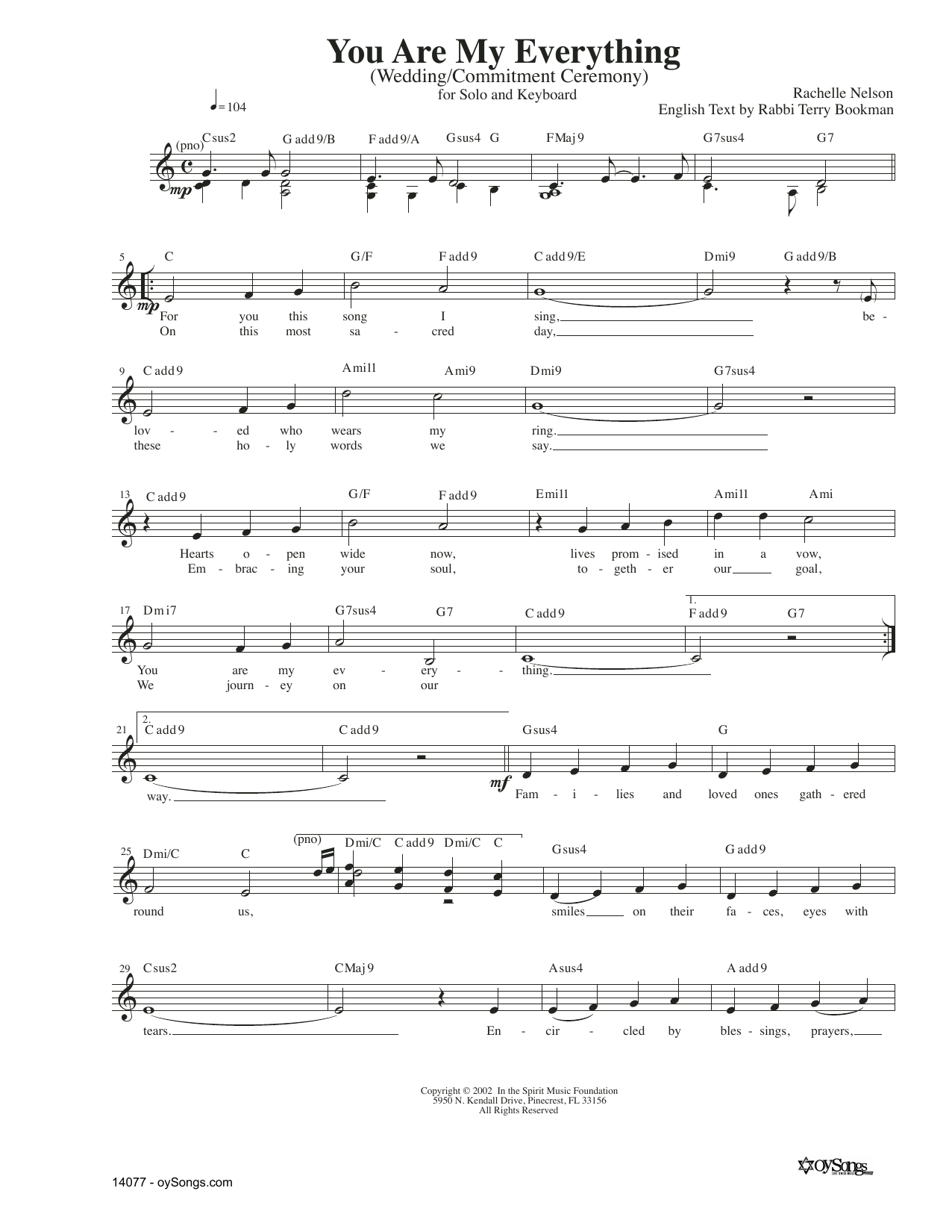 You Are My Everything (Lead Sheet / Fake Book) von Rachelle Nelson