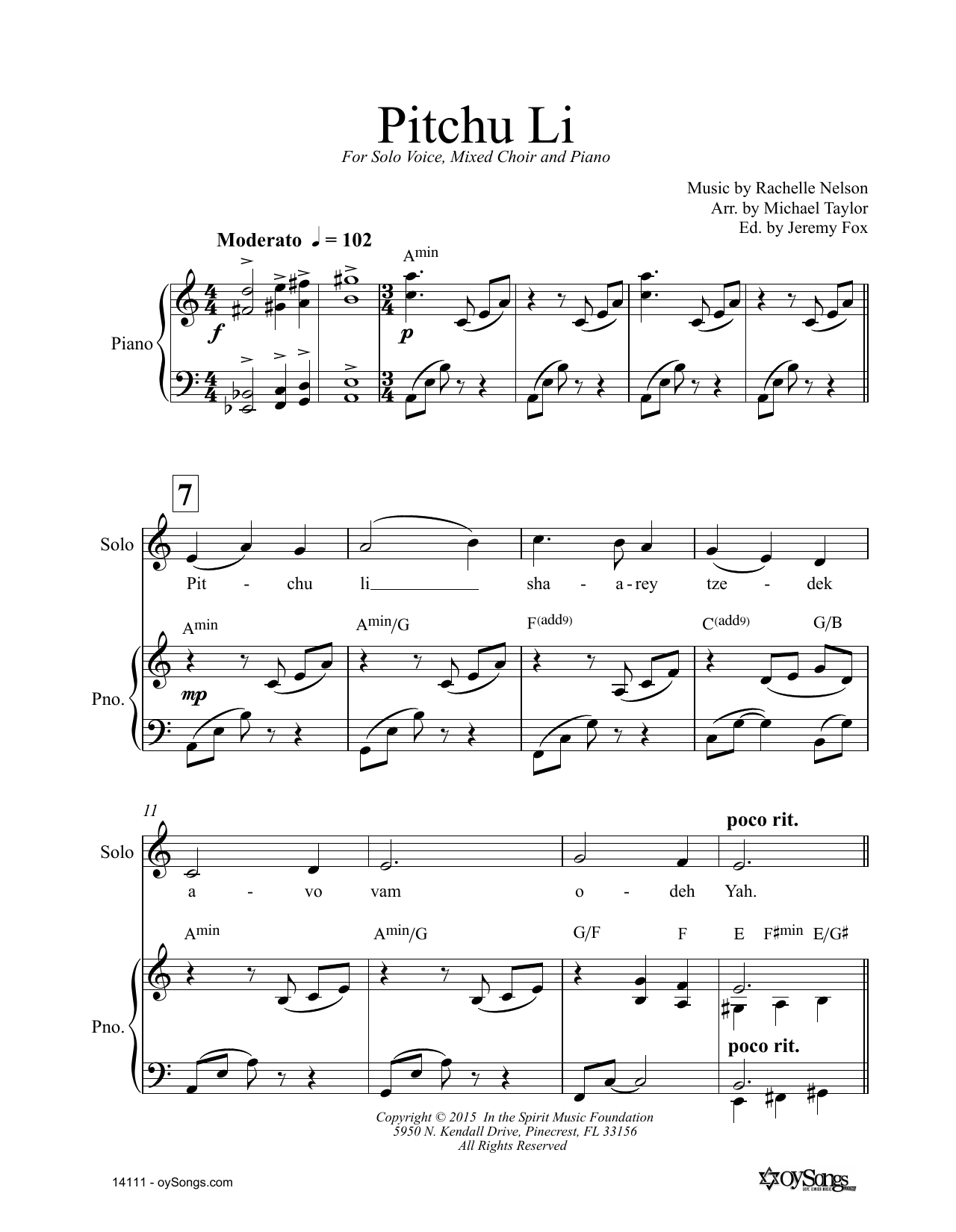 Pitchu Li (SATB Choir) von Rachelle Nelson