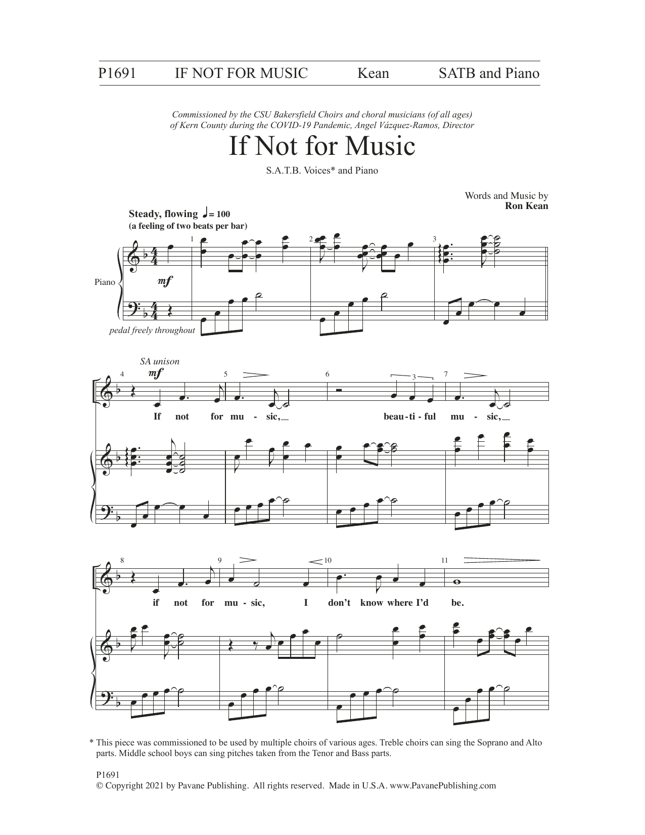 If Not For Music (SATB Choir) von Ron Kean