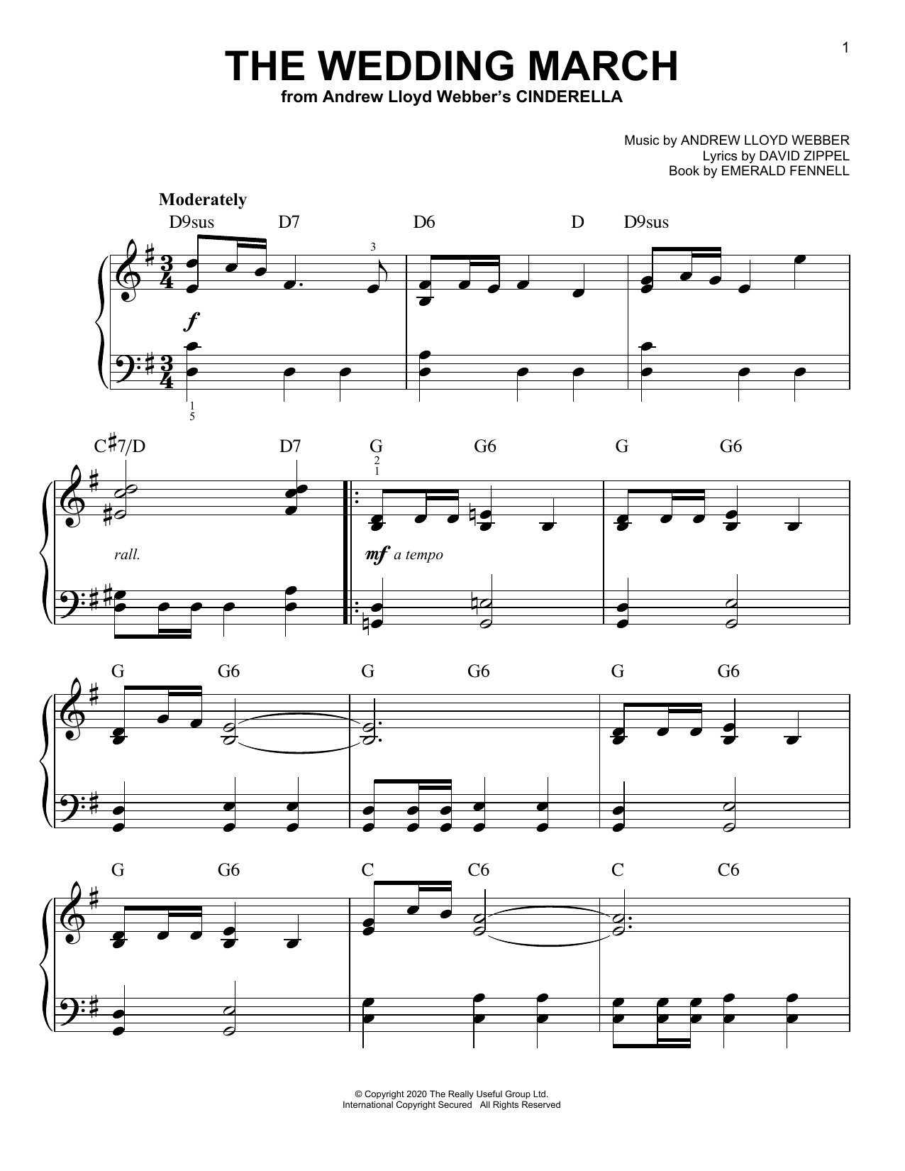 The Wedding March (from Andrew Lloyd Webber's Cinderella) (Easy Piano) von Andrew Lloyd Webber