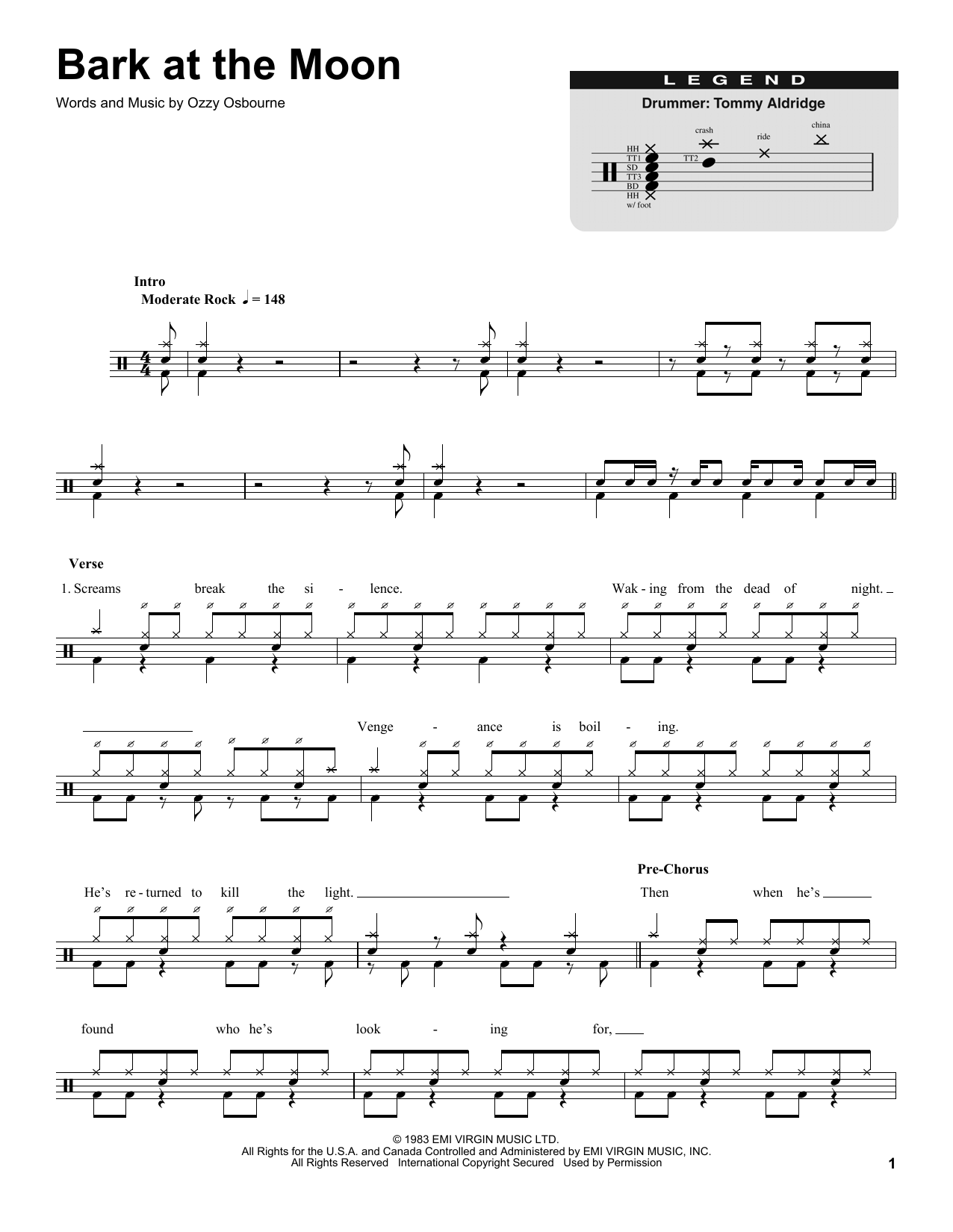 Bark At The Moon (Drums Transcription) von Ozzy Osbourne