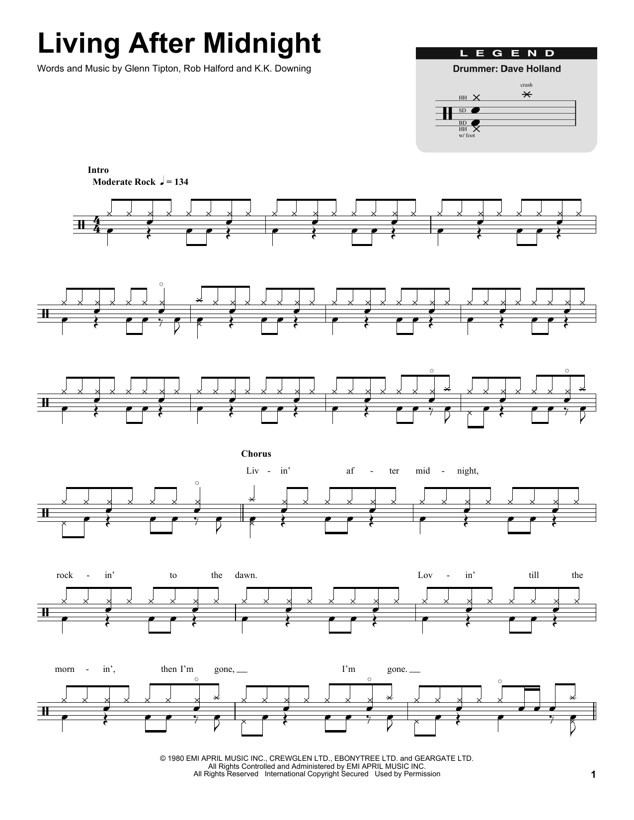 Living After Midnight (Drums Transcription) von Judas Priest