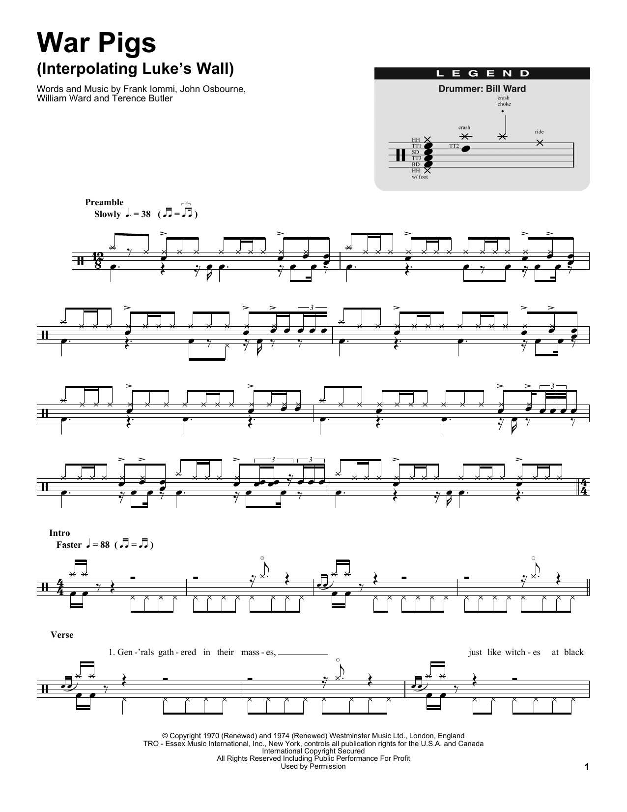 War Pigs (Interpolating Luke's Wall) (Drums Transcription) von Black Sabbath