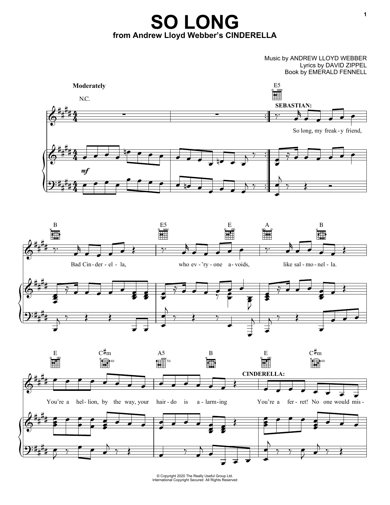 So Long (from Andrew Lloyd Webber's Cinderella) (Piano, Vocal & Guitar Chords (Right-Hand Melody)) von Andrew Lloyd Webber