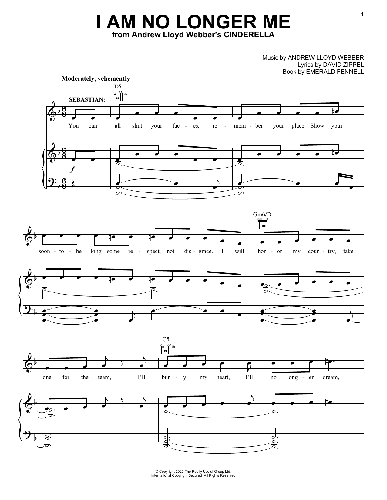 I Am No Longer Me (from Andrew Lloyd Webber's Cinderella) (Piano, Vocal & Guitar Chords (Right-Hand Melody)) von Andrew Lloyd Webber