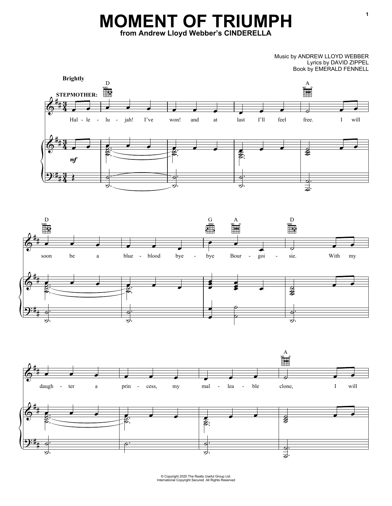 Moment Of Triumph (from Andrew Lloyd Webber's Cinderella) (Piano, Vocal & Guitar Chords (Right-Hand Melody)) von Andrew Lloyd Webber