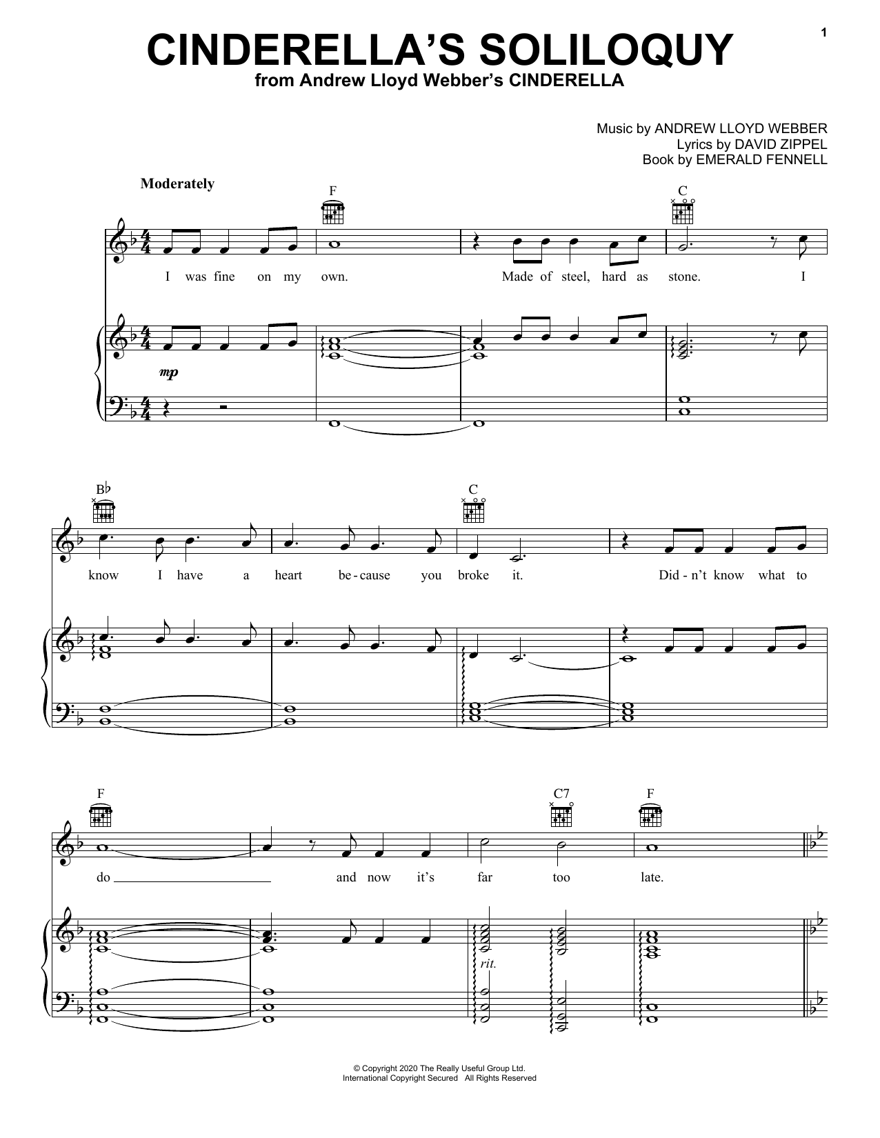 Cinderella's Soliloquy (from Andrew Lloyd Webber's Cinderella) (Piano, Vocal & Guitar Chords (Right-Hand Melody)) von Andrew Lloyd Webber