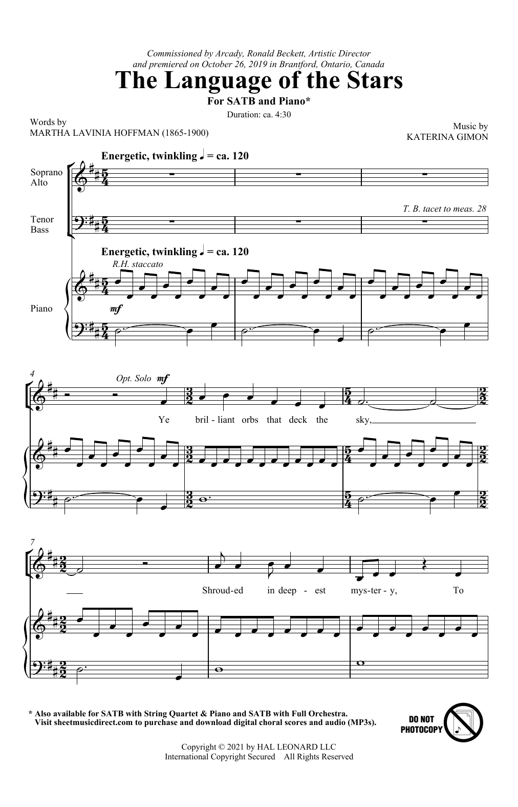 Language Of The Stars (SATB Choir) von Martha Lavinia Hoffman and Katerina Gimon