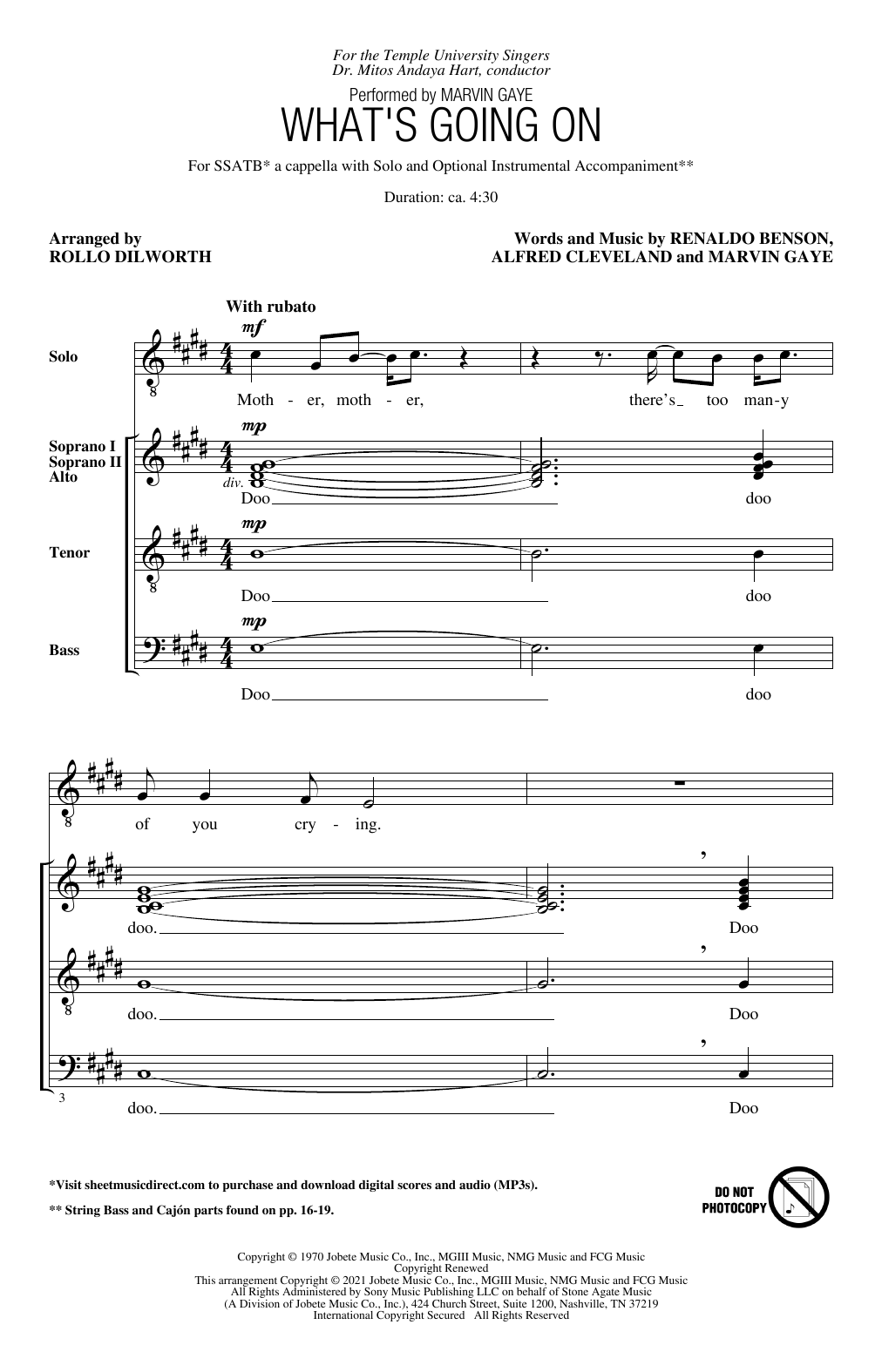 What's Going On (arr. Rollo Dilworth) (SATB Choir) von Marvin Gaye
