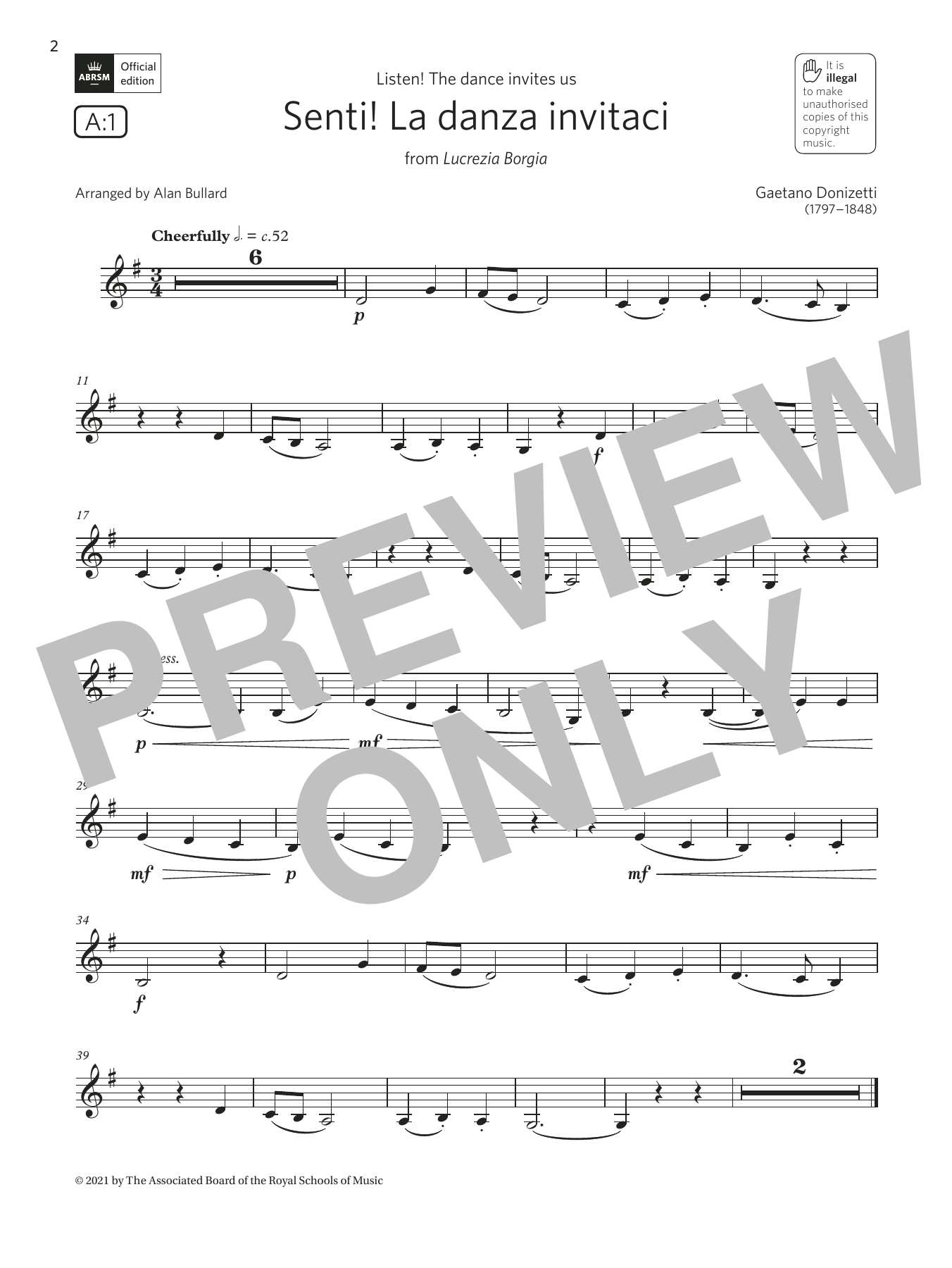 Senti! La danza invitaci (Grade 1 List A1 from the ABRSM Clarinet syllabus from 2022) (Clarinet Solo) von Gaetano Donizetti