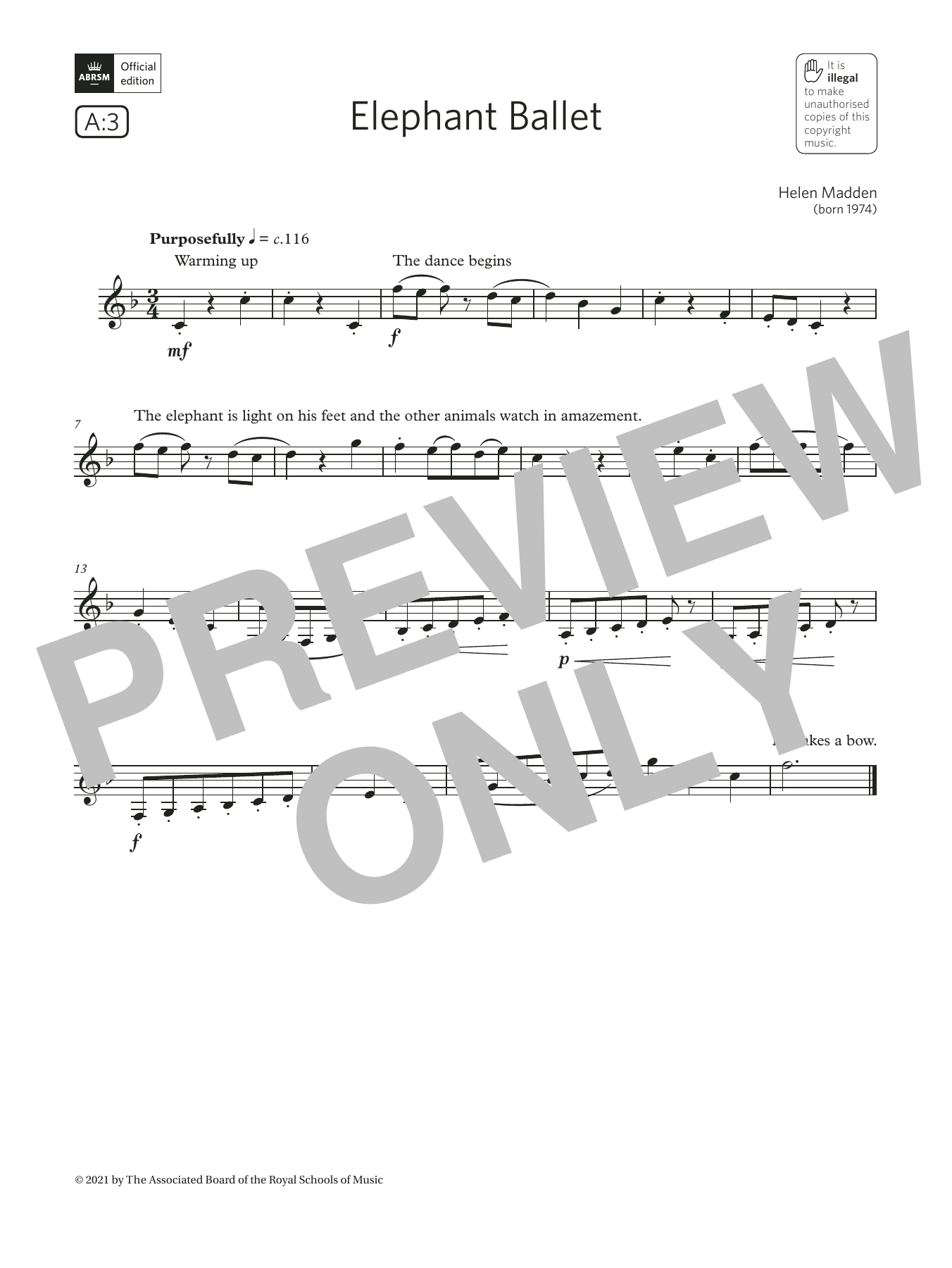 Elephant Ballet (Grade 2 List A3 from the ABRSM Clarinet syllabus from 2022) (Clarinet Solo) von Helen Madden